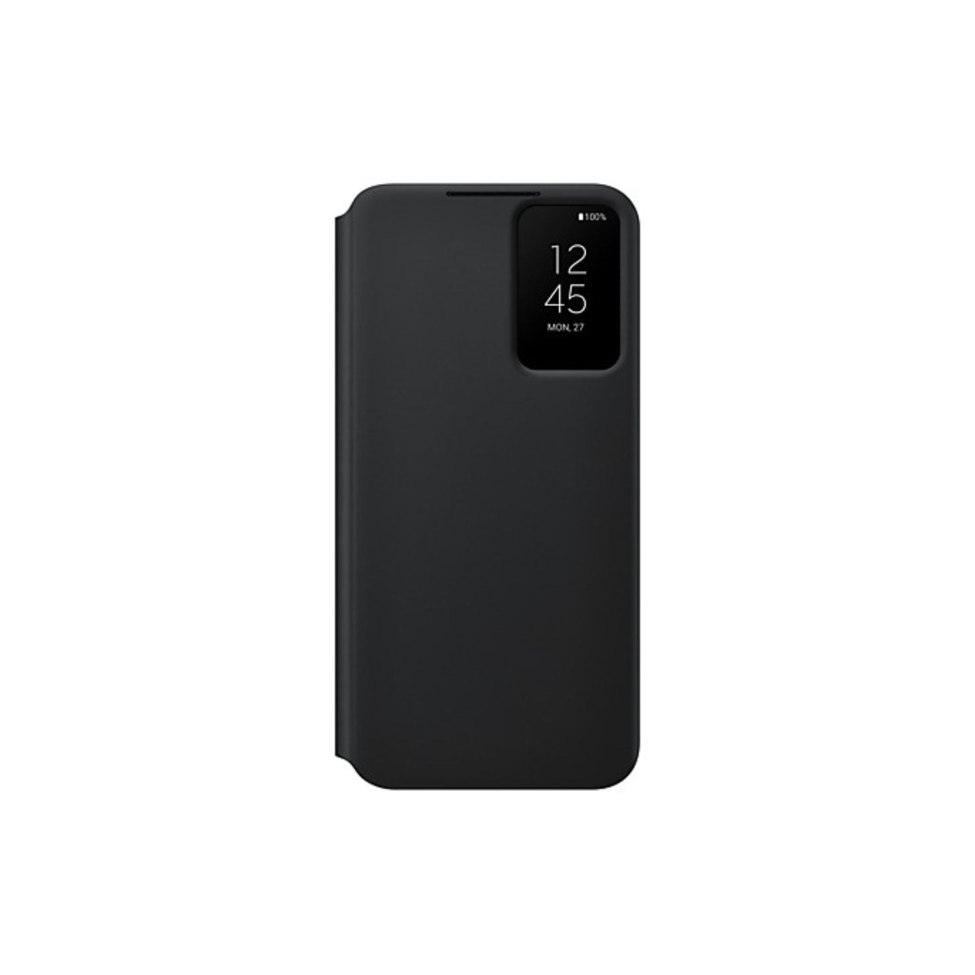 Black phone case with a screen on a white background