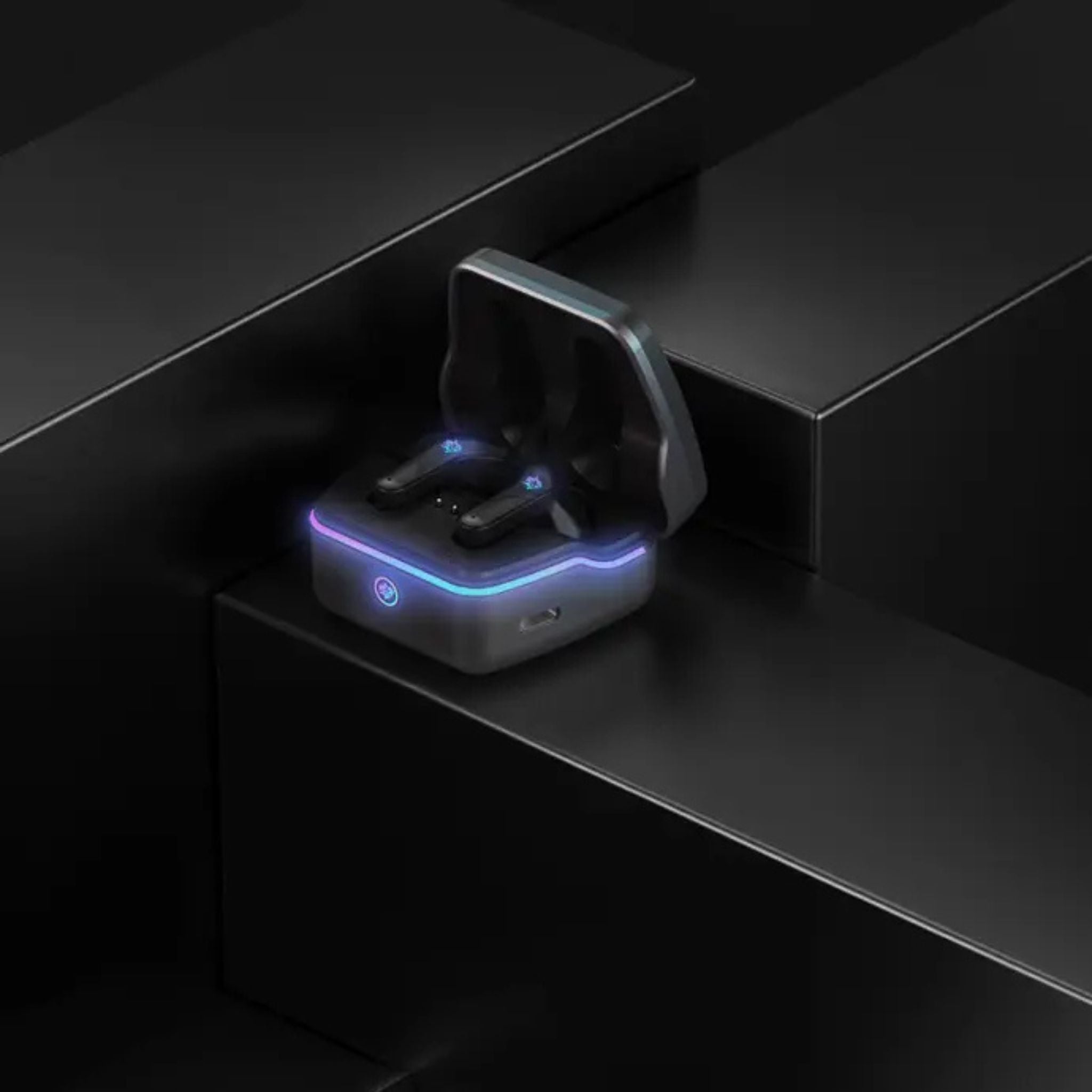 Porodo Gaming Ultra-Low Latency Earbuds with RGB Lights, Dual Mic ENC, Bluetooth 5.4, 6H Playtime, Type-C Charging – Black