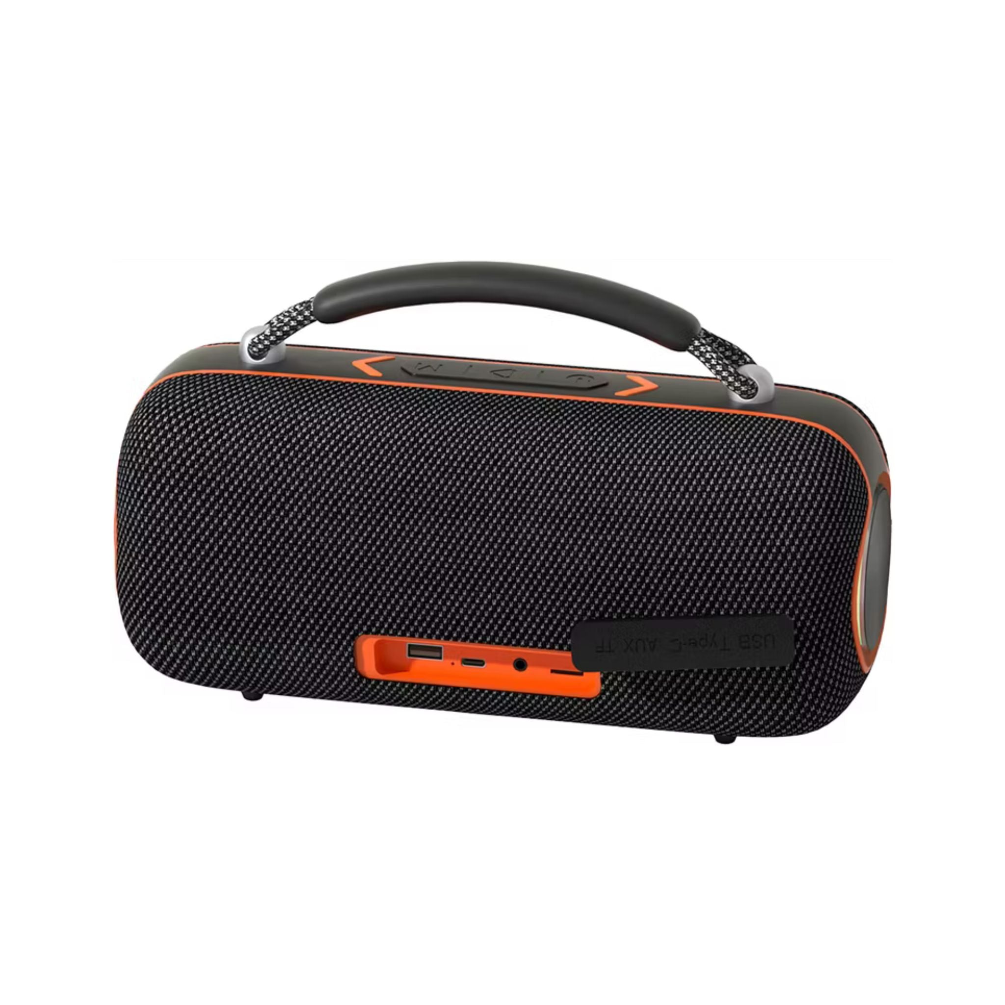 Porodo Soundtec Sonify Portable Wireless Speaker with Grip Handle, 4000mAh Battery, 30W Output Power, Bluetooth Version 5.3, USB-C Charging Interface, Up to 5.5 Hours Play Time, RGB Lights, High Fidelity Sound - Black