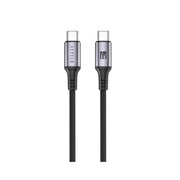 A black Levelo Otto USB-C to Type-C 60W leather charging cable with a tangle-free design, displayed against a white background.