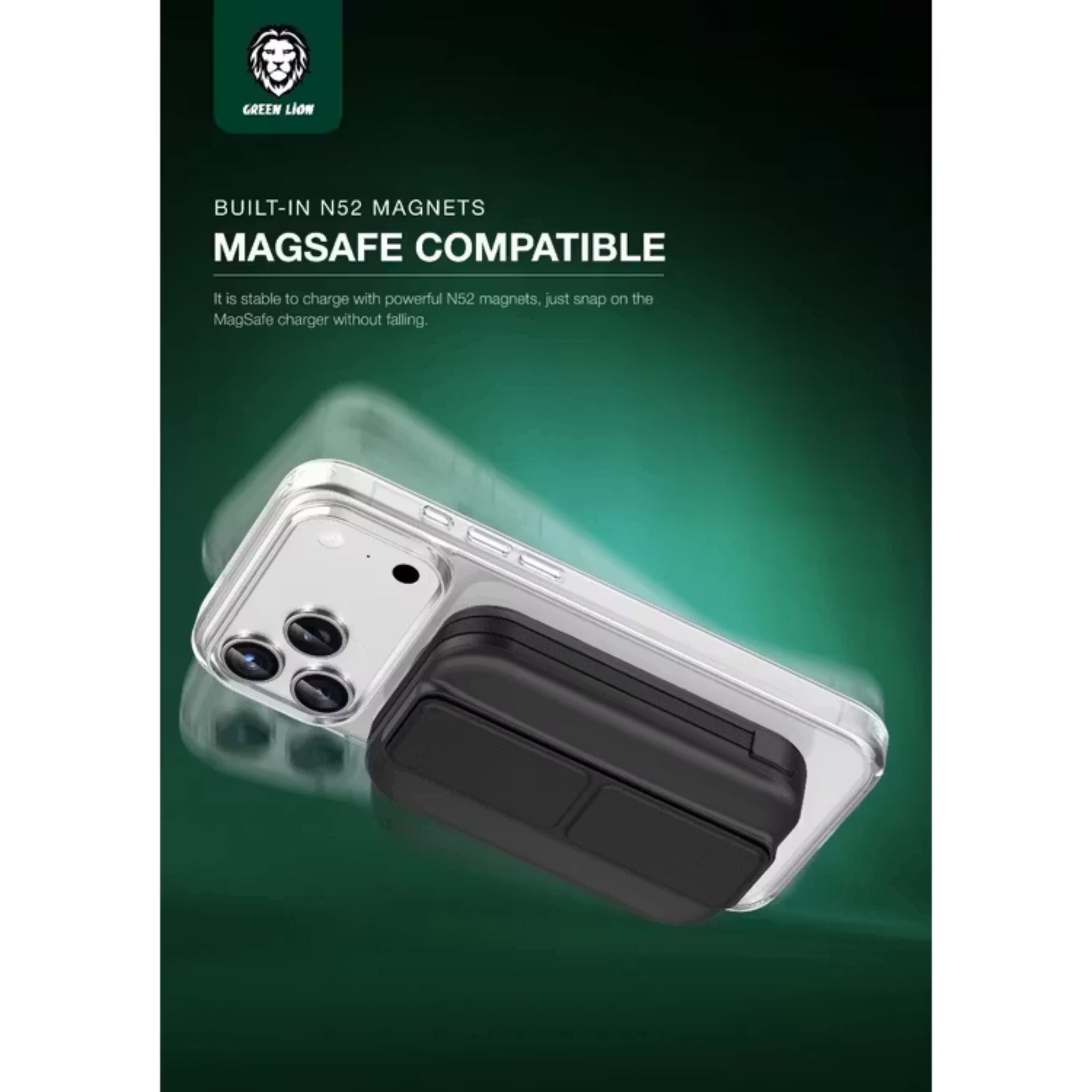 Green Lion MagSafe Crystal Clear Case for iPhone 17 Pro, N52 Strong Magnets, Ultra HD Clarity, Camera Protection, Anti-Scratch, Ultra Drop Protection, Precise Cutouts, Military-Level Protection - Clear