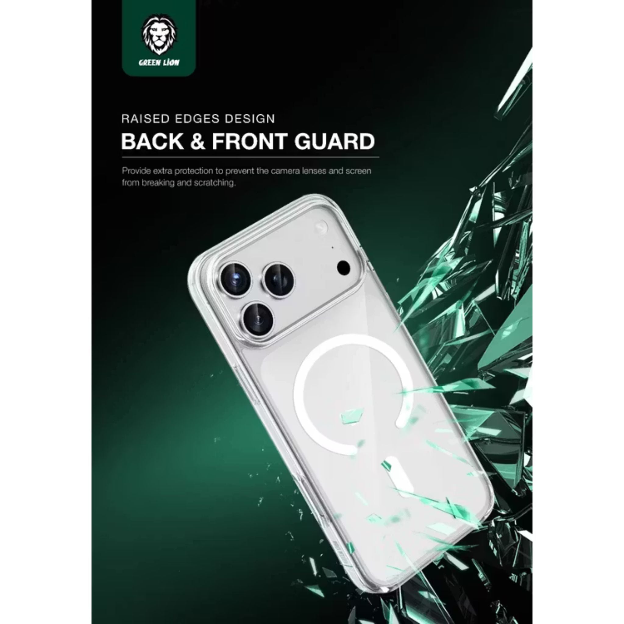 Green Lion MagSafe Crystal Clear Case for iPhone 17 Pro, N52 Strong Magnets, Ultra HD Clarity, Camera Protection, Anti-Scratch, Ultra Drop Protection, Precise Cutouts, Military-Level Protection - Clear