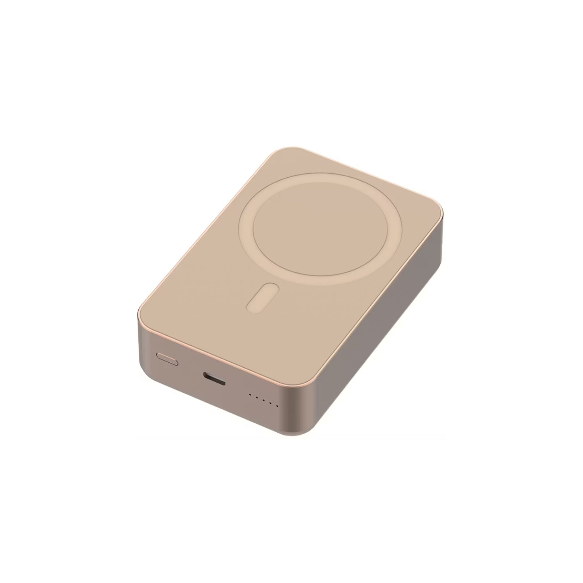 Powerology 20000mAh MagSafe Aluminum Power Bank with Battery Level Indicator, Lightweight & Compact Design, Fast & Simultaneous Charging, Type-C Input & Output, 15W Wireless Output - Desert Titanium