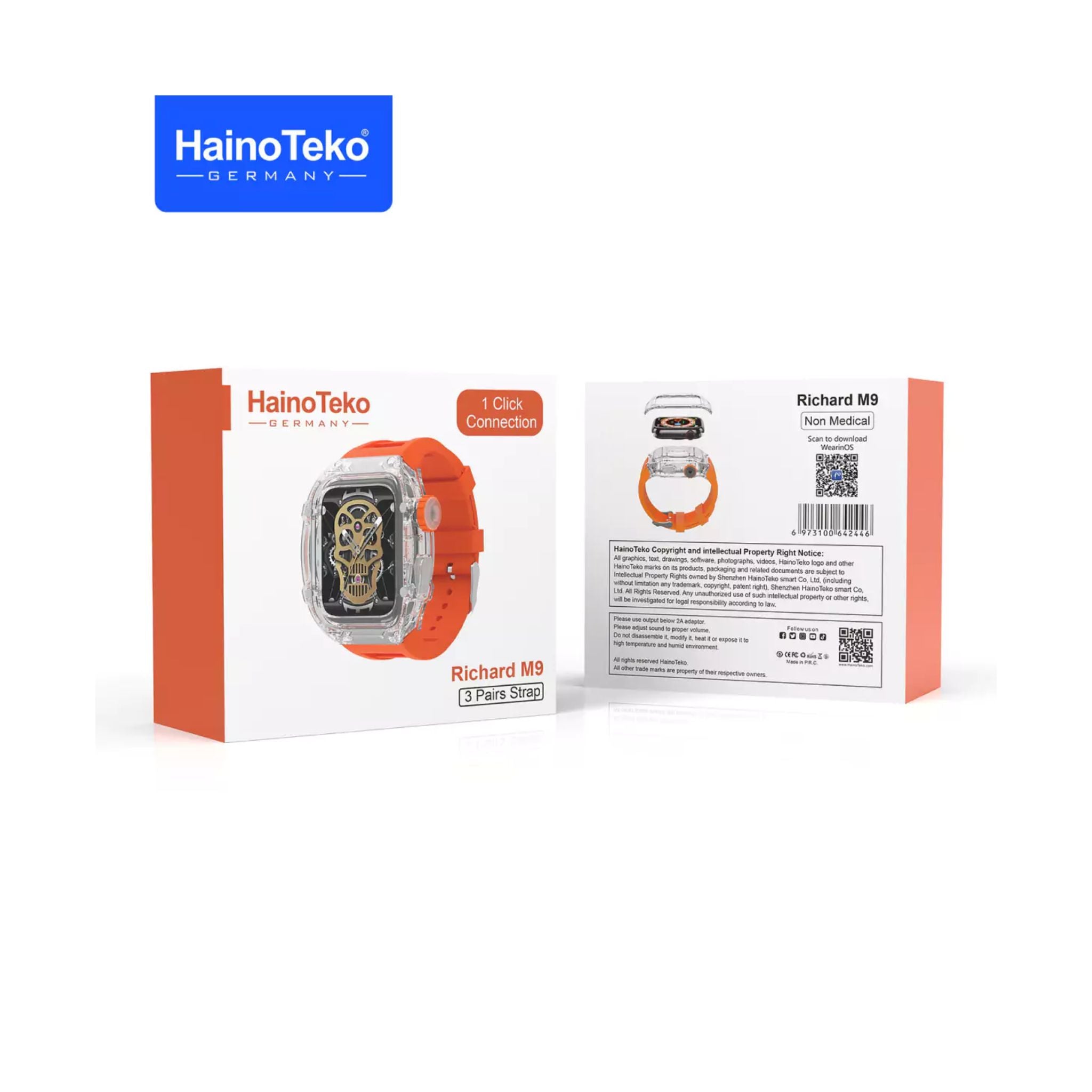 Haino Teko Germany Richard M9 Smart Watch With 3 Pair Straps and 1 Protection case For Men