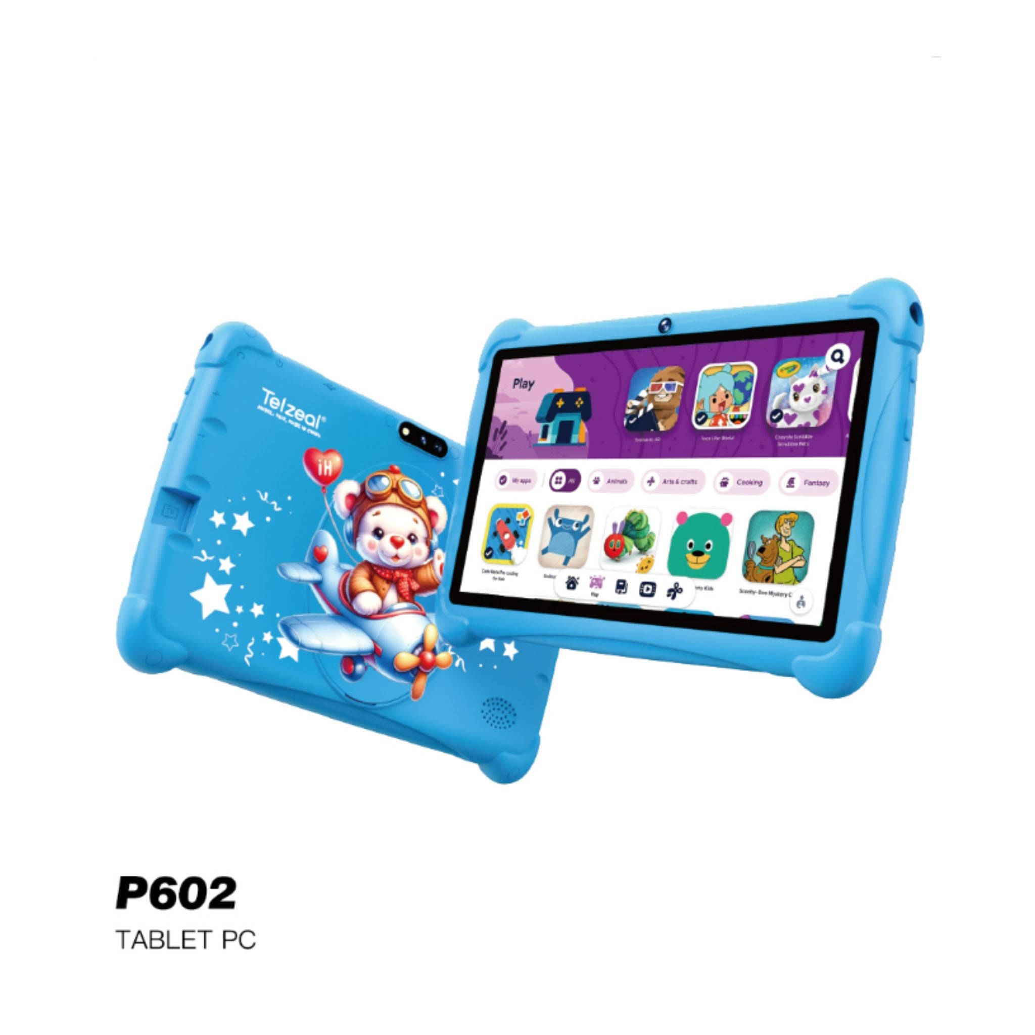 Telzeal P602 7" HD Android Tablet – 4GB RAM, 128GB ROM, 3000mAh Battery, WiFi, Dual Cameras, Includes Free Gifts, High-Performance, Portable, User-Friendly -Pink