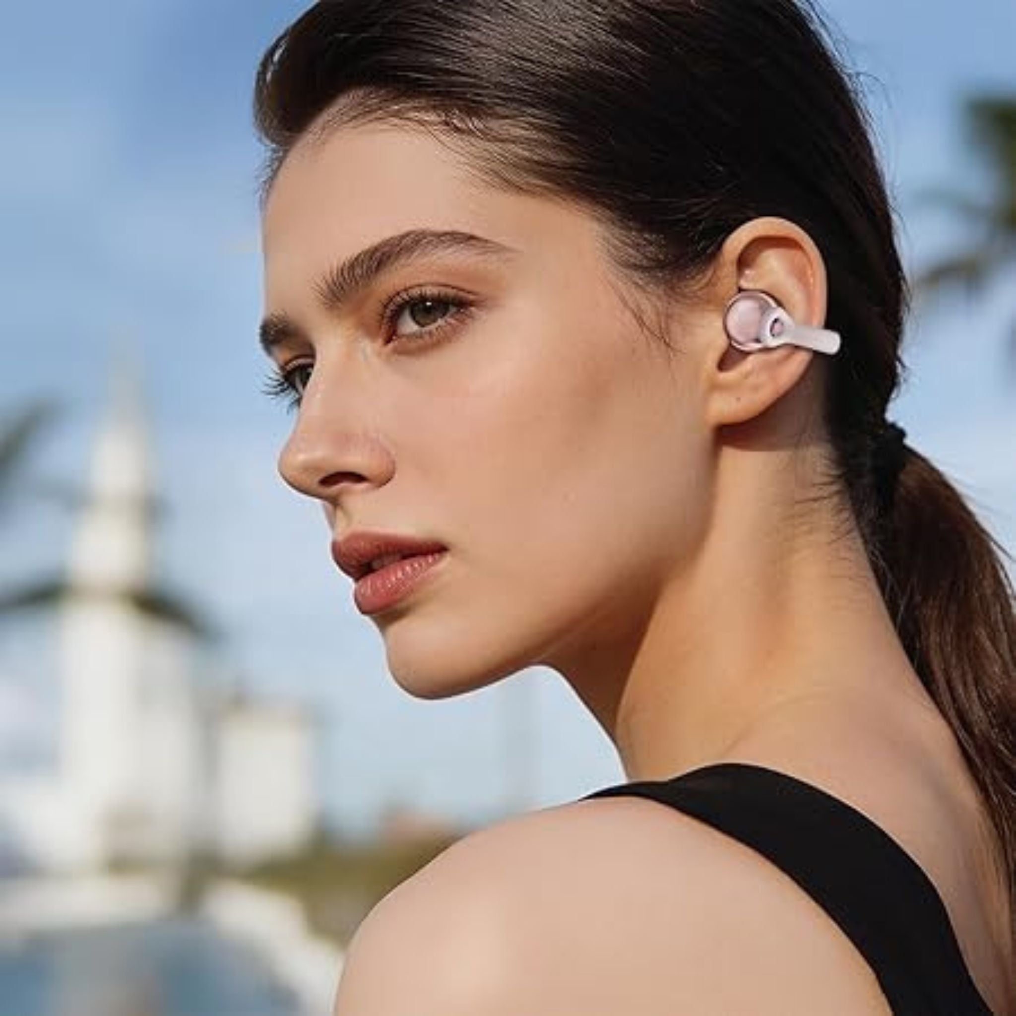 Green Lion Pearl Pods Wireless Earbuds with 16 Hours Play Time, Soft Ambient LED, Open-Ear Clip-On Design, IPX4 Water Resistance Level, USB-C Charging Port, Bluetooth Version 6.0, ENC Calls, Sculpted Aesthetic - Pink