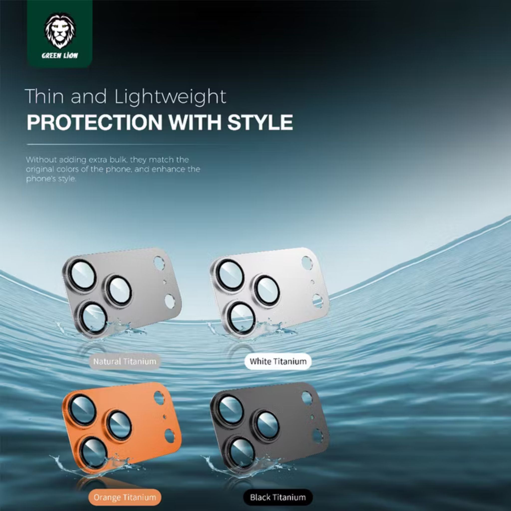 Green Lion Camera Lens Pro for iPhone 17 Pro Max, HD Clarity, Anti-Scratch, Anti-Fingerprint, Nano Absorption, Aluminum Lenses, Innovative Design, Easy Installation - Orange Titanium