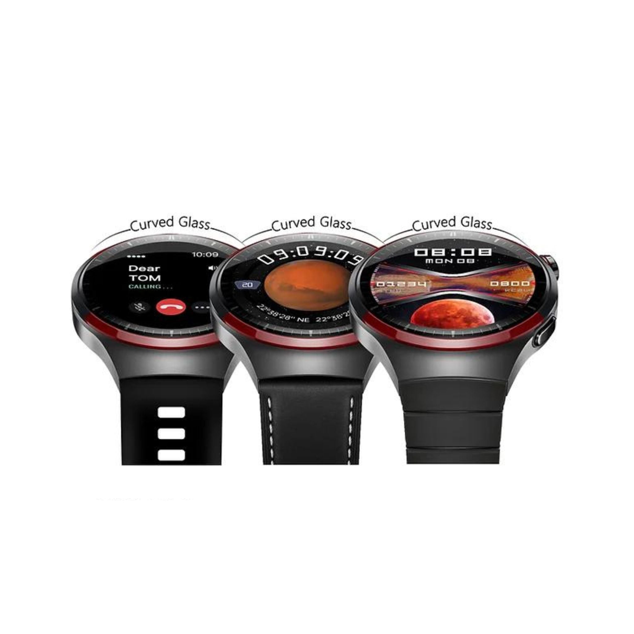 Haino Teko RW-32 Pro (Watch 4 Pro SpaceX) CURVED Glass Smartwatch with 3 pair straps-Black