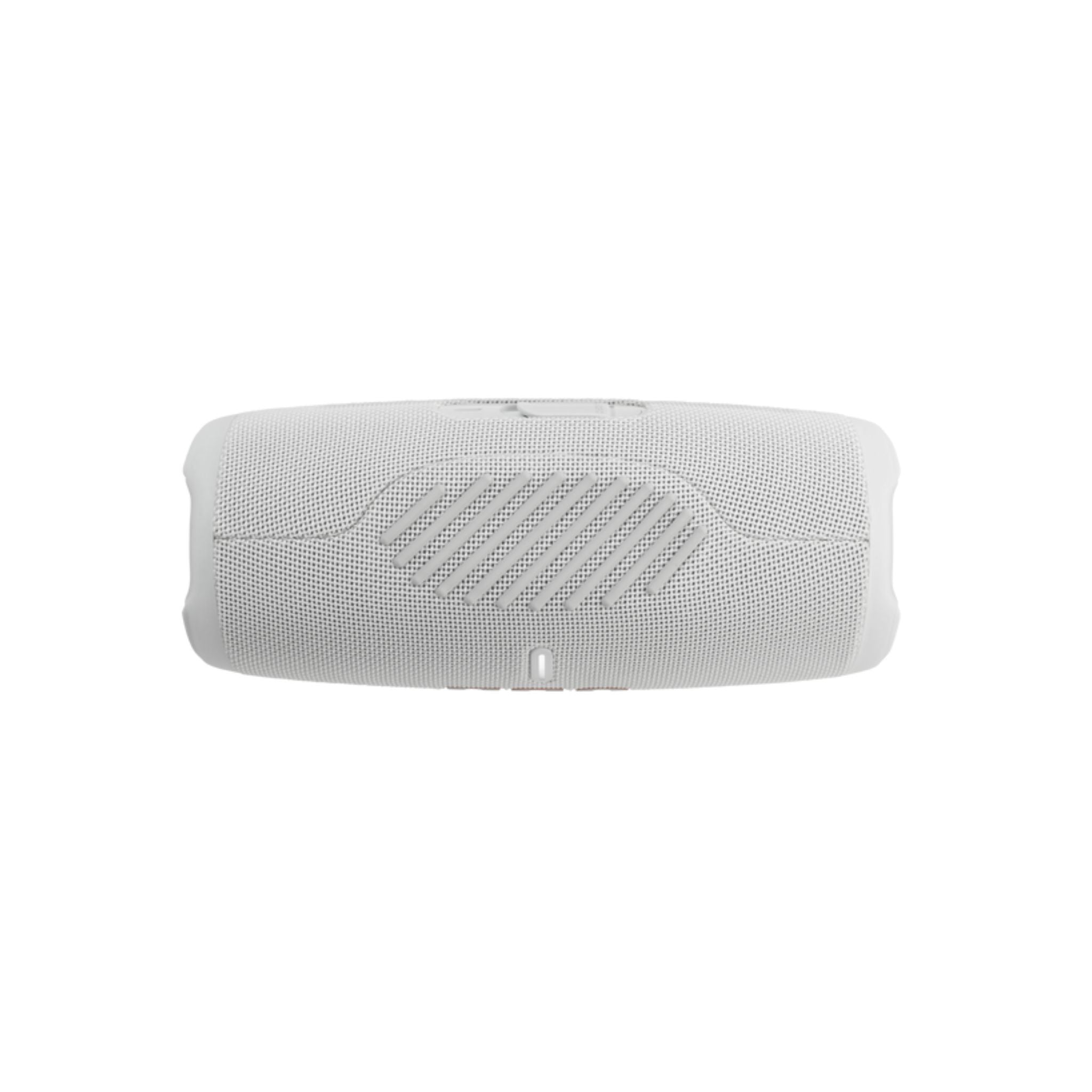 JBL Charge 5 Portable Speaker, Built-In Powerbank, Powerful JBL Pro Sound, Dual Bass Radiators, 20H of Battery, IP67 Waterproof and Dustproof, Wireless Streaming, Dual Connect - White