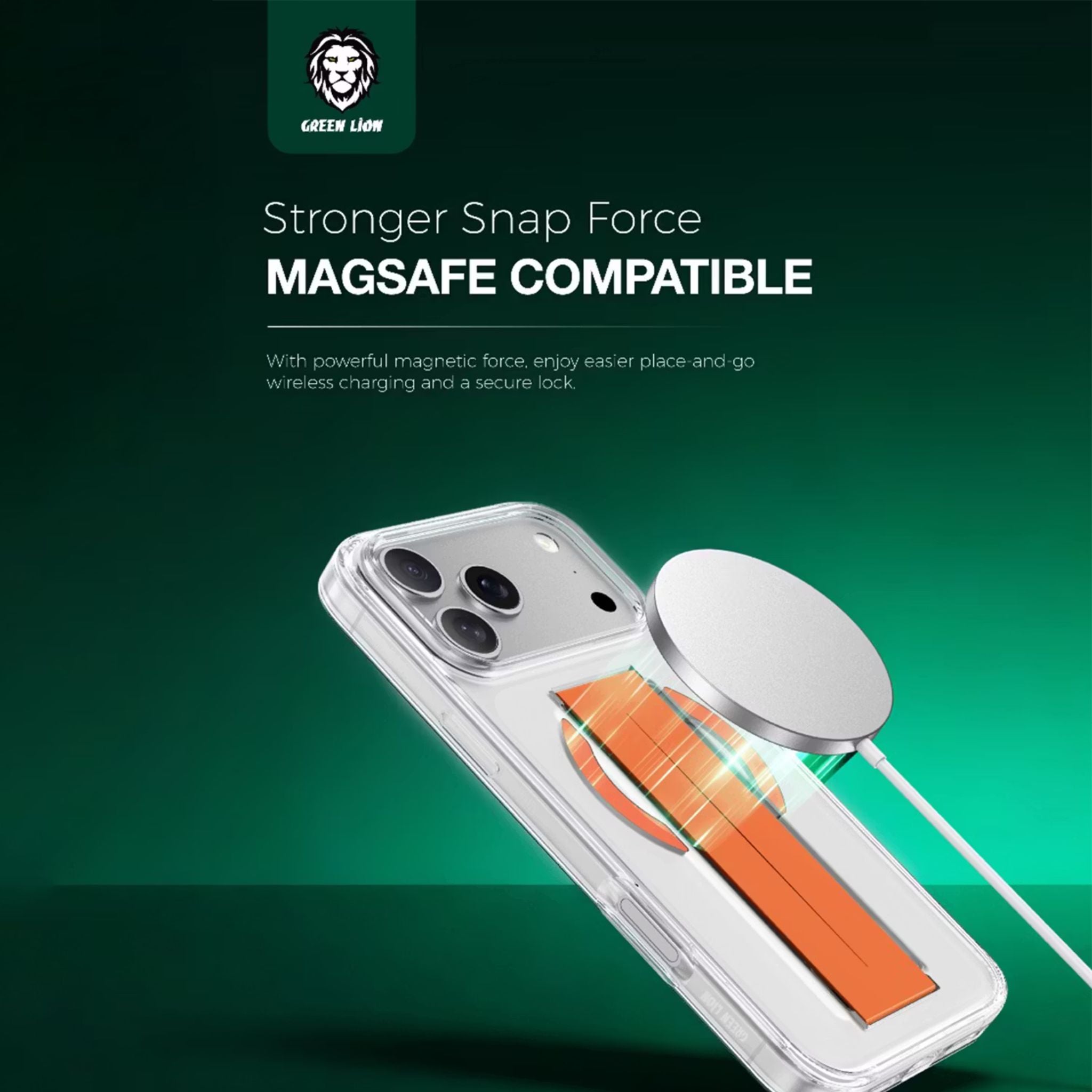 Green Lion MagSafe Grip Case for iPhone 17 Pro Max, Anti-Scratch, Camera Protection, Screen Protection, Anti-Yellowing Clarity, Comfortable Grip, Military-Grade Guard - Orange Titanium