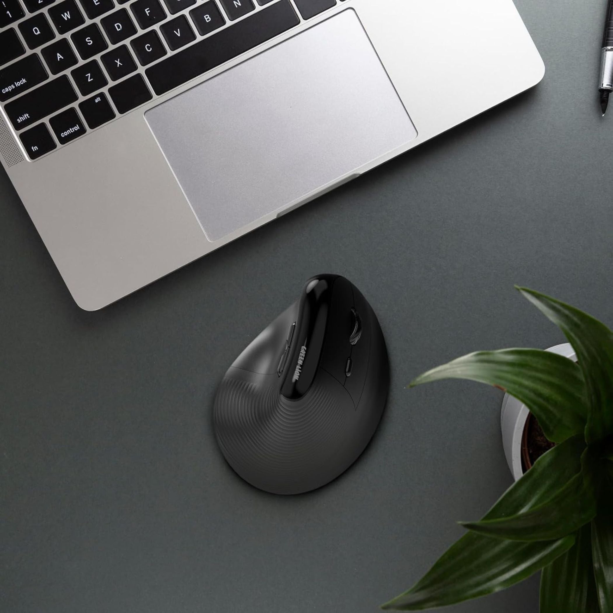 Green Lion Ergo Grip Vertical Mouse with Adjustable DPI, Multi-Device Pairing, 2 Hours Charging Time, 30 Hours Working Time, 60cm Type-C Cable Length, 10m Transmission Distance - Black