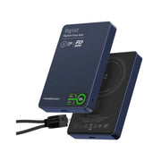 Powerology MagVolt 10000mAh Power Bank, 2.5W Watch Output, Up to 15W Phone Output, 20W Power Delivery, Ultra-Slim Design, Smart TFT Display, N54 MagSafe Compatible - Blue