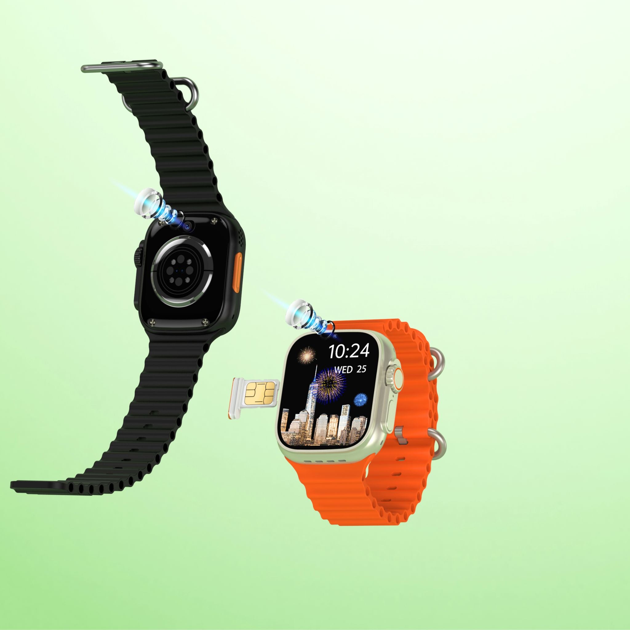 Modio Ultra ST10 4G Android Smartwatch with Dual Camera, 2.2" HD Full Touch Display, 4GB RAM, 64GB Storage, 3 Strap Sets & Wireless Charger – Gold
