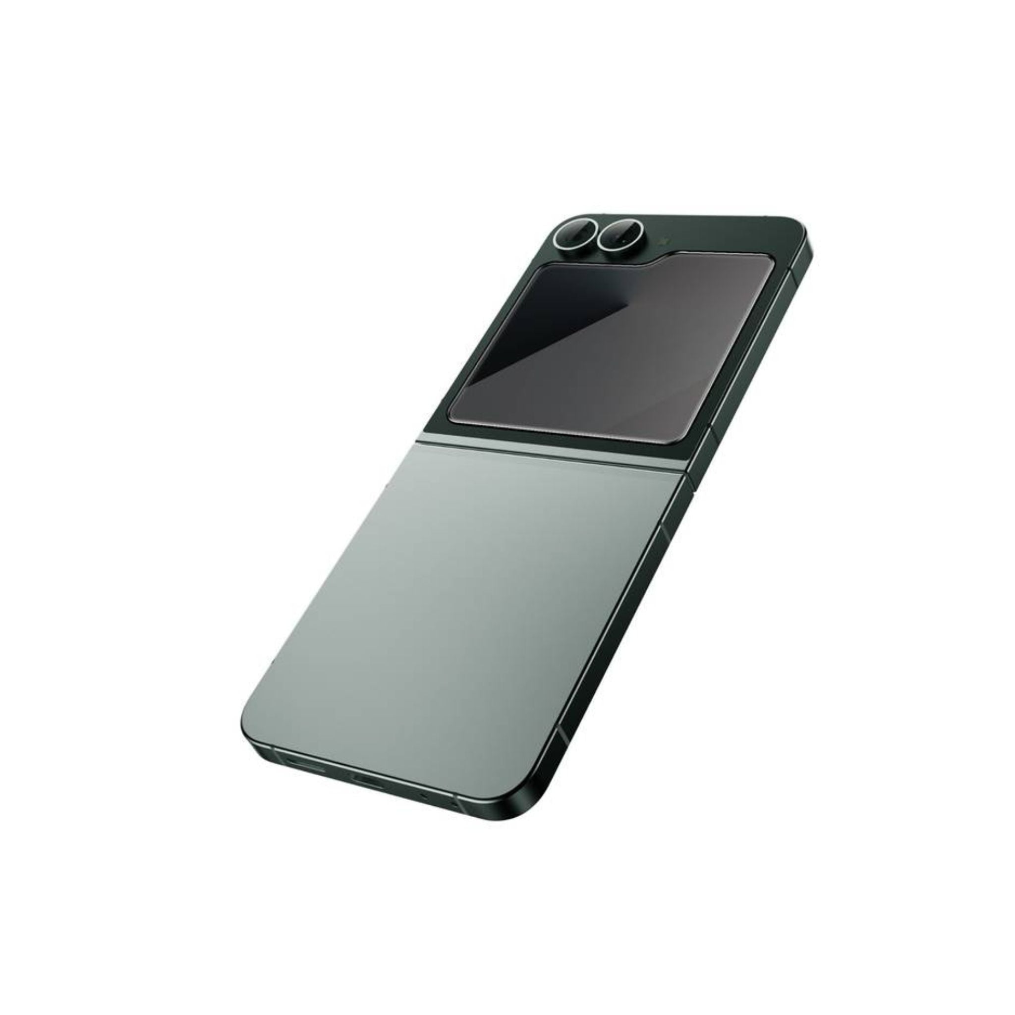 A black, ultra-thin screen protector for the Samsung Galaxy Z Flip 6, showing how it fits on the phone's screen.