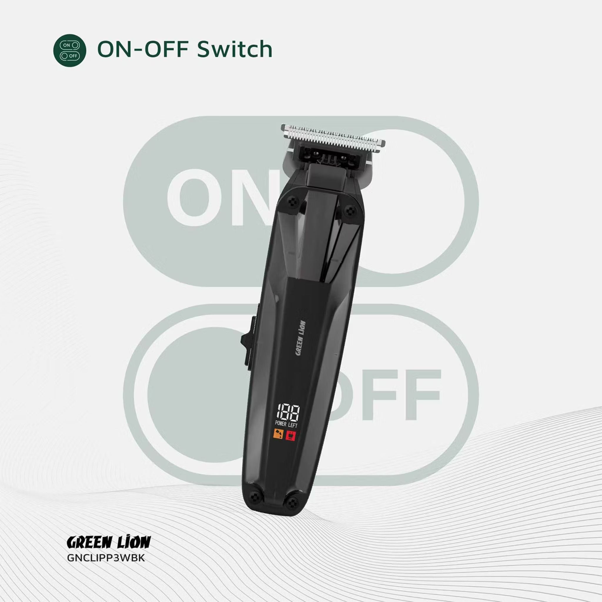 Green Lion Clip Master Professional Hair Clipper with LED Display & On/Off Switch, 3 Hours Working Time, Corded & Cordless Functionality, 7200RPM Power, Stainless Steel Blade, 1200mAh Battery Capacity, Includes 1.5, 3, 4.5mm Comb Sizes - Black