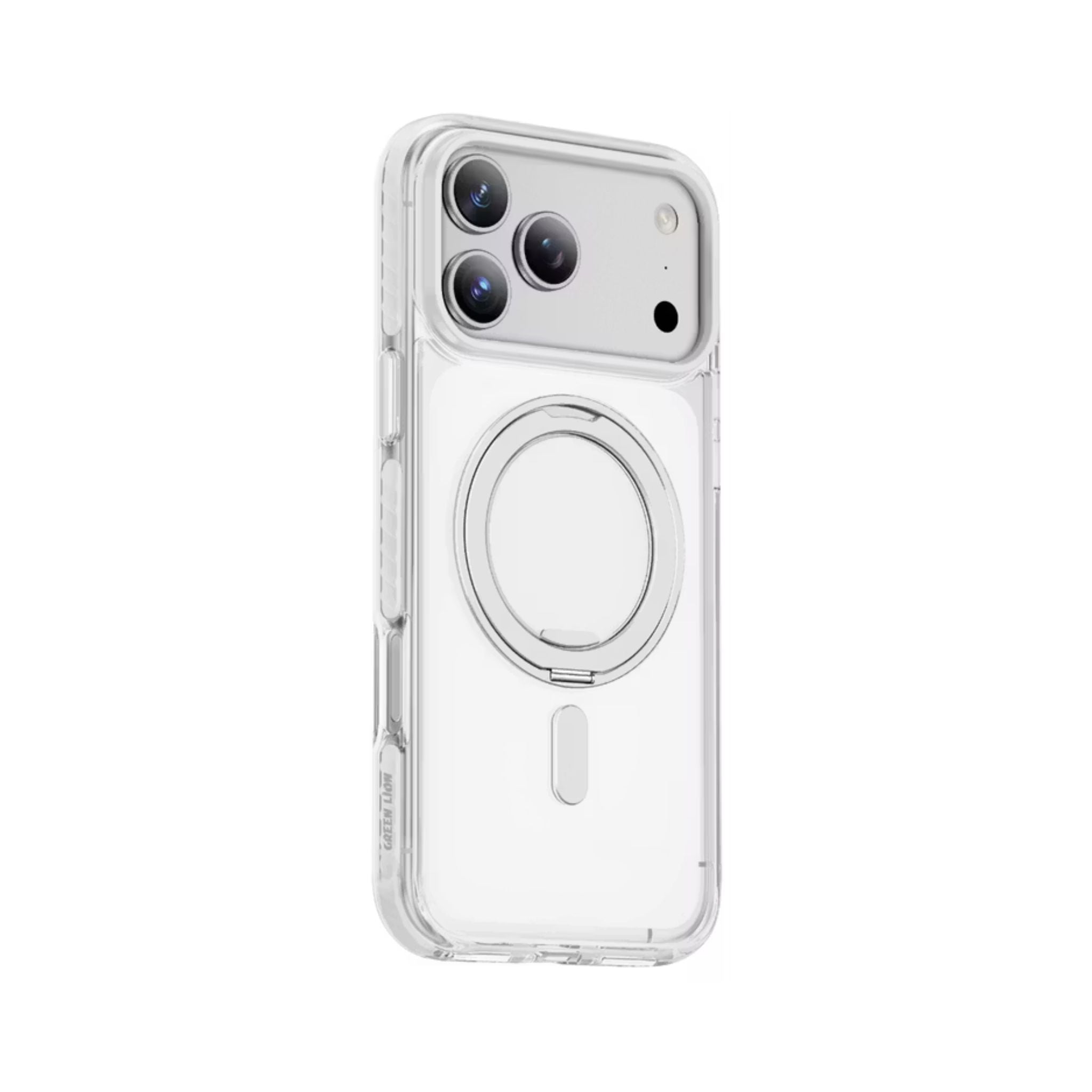 Green Lion Southend Magsafe Case for iPhone 17 Pro, Camera Protection, Hybrid Materials, Built-in Kickstand Ring with 360° Rotation, Military-Grade Protection - White