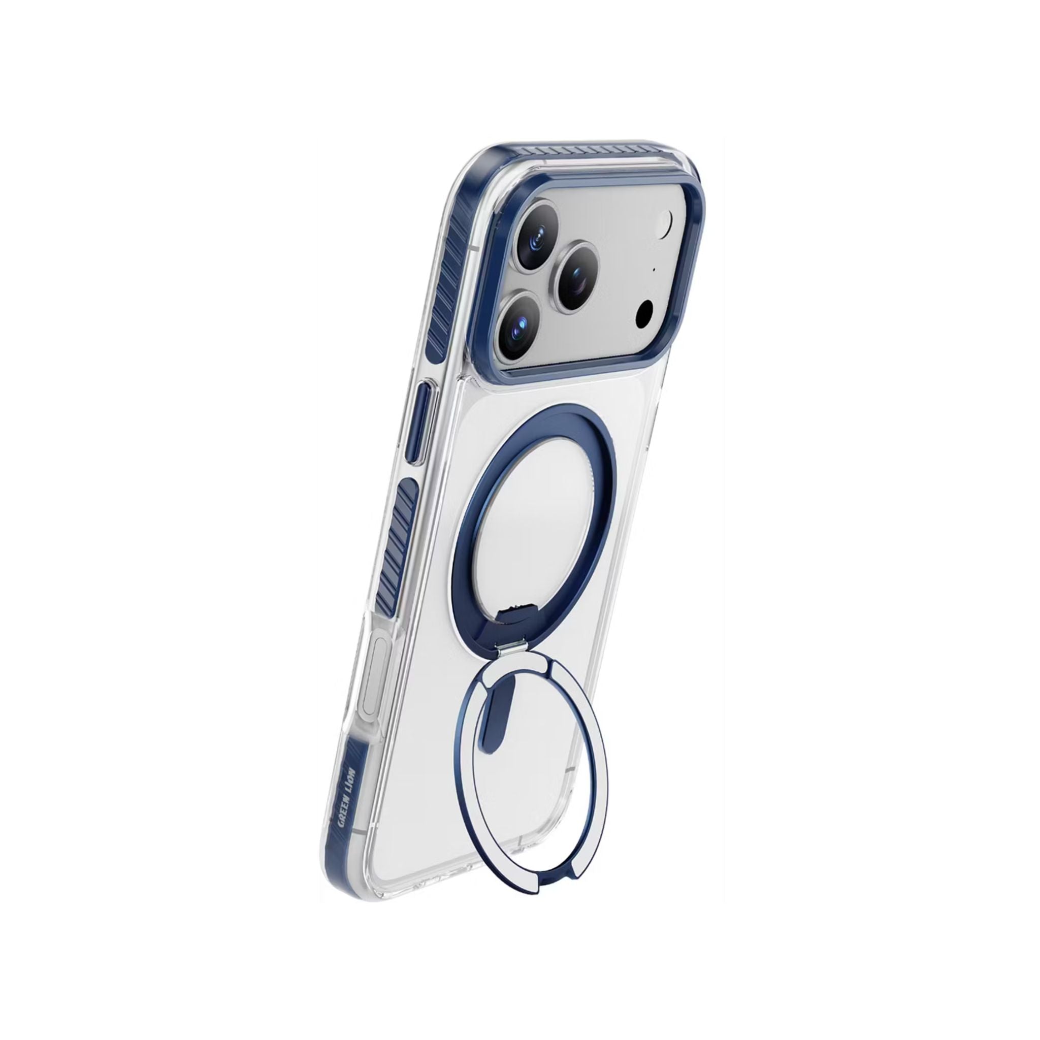 Green Lion Southend Magsafe Case for iPhone 17 Pro, Camera Protection, Hybrid Materials, Built-in Kickstand Ring with 360° Rotation, Military-Grade Protection - Blue
