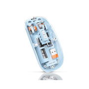 Green Lion Transparent Wireless Mouse 2 with 5 Keys, Connects to Up to 3 Devices Simultaneously, 500mAh Rechargeable Battery, 10m Distance Range, Plug & Play - Blue