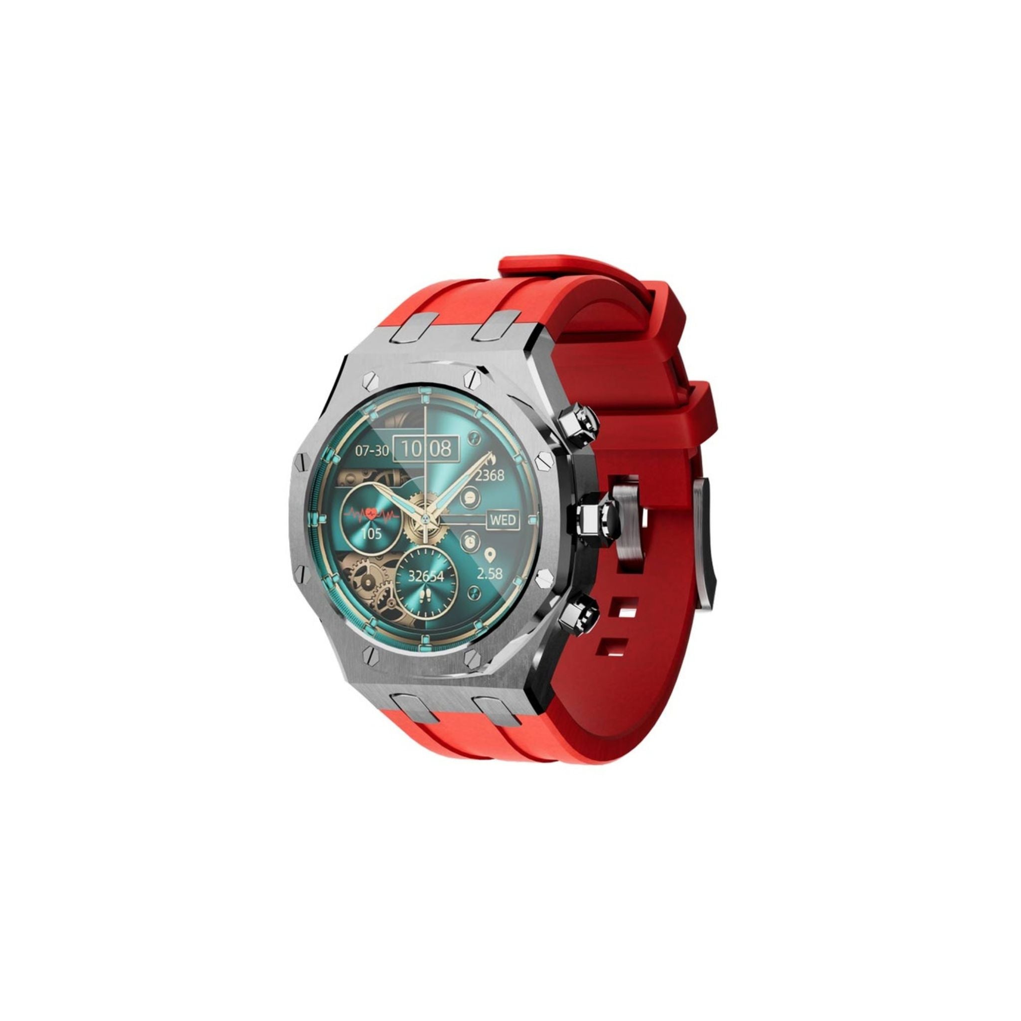 Porodo Cristallo AP Amoled Display Smart Watch with 260mAh Lithium Power, 49mm Display, Bluetooth V3.0, V5.0, IP68 - Silver
