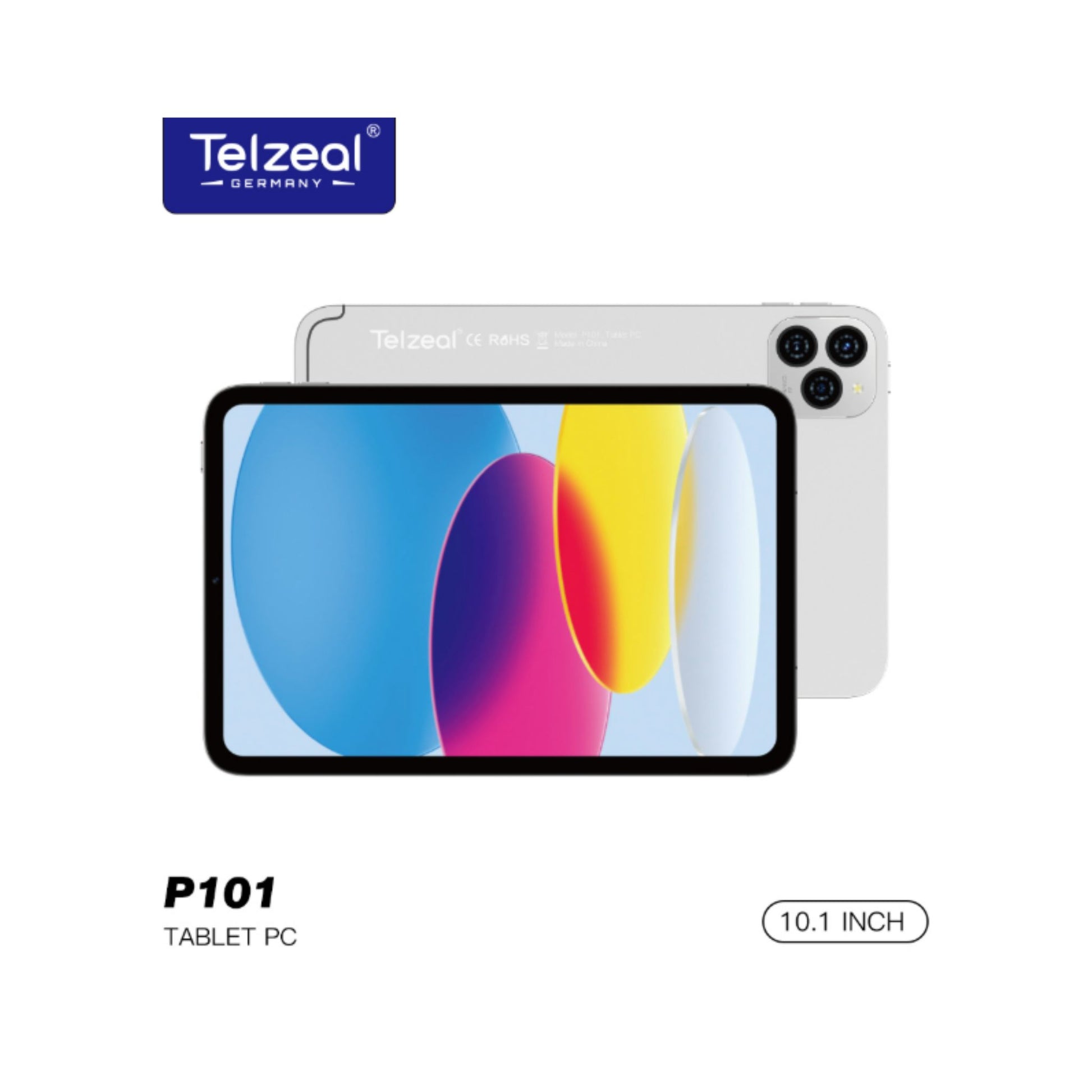 10.1-inch tablet PC with Telzeal branding on a white background