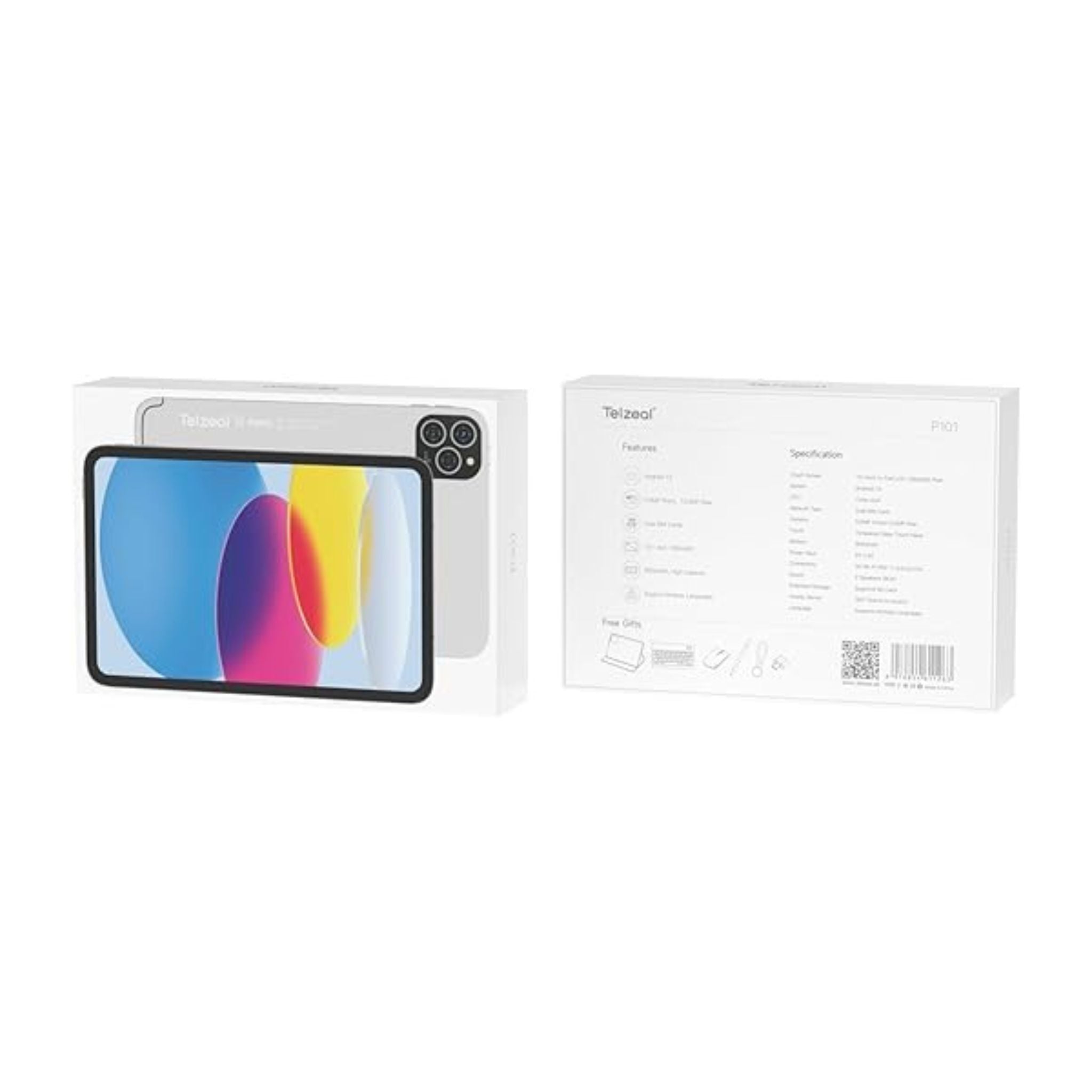 Telzeal P101 ,10.1 Inch Android 13 Tablet with 5G WiFi and Dual SIM 8GB RAM 512GB ROM 8000 mAh High Capacity Battery Wireless Keyboard and Mouse-Silver