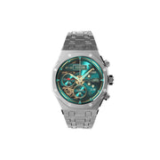 A silver Porodo Cristallo AP smart watch with a stainless steel band and a round AMOLED display.