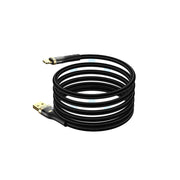 A black braided USB-A to Lightning cable with a transparent head.