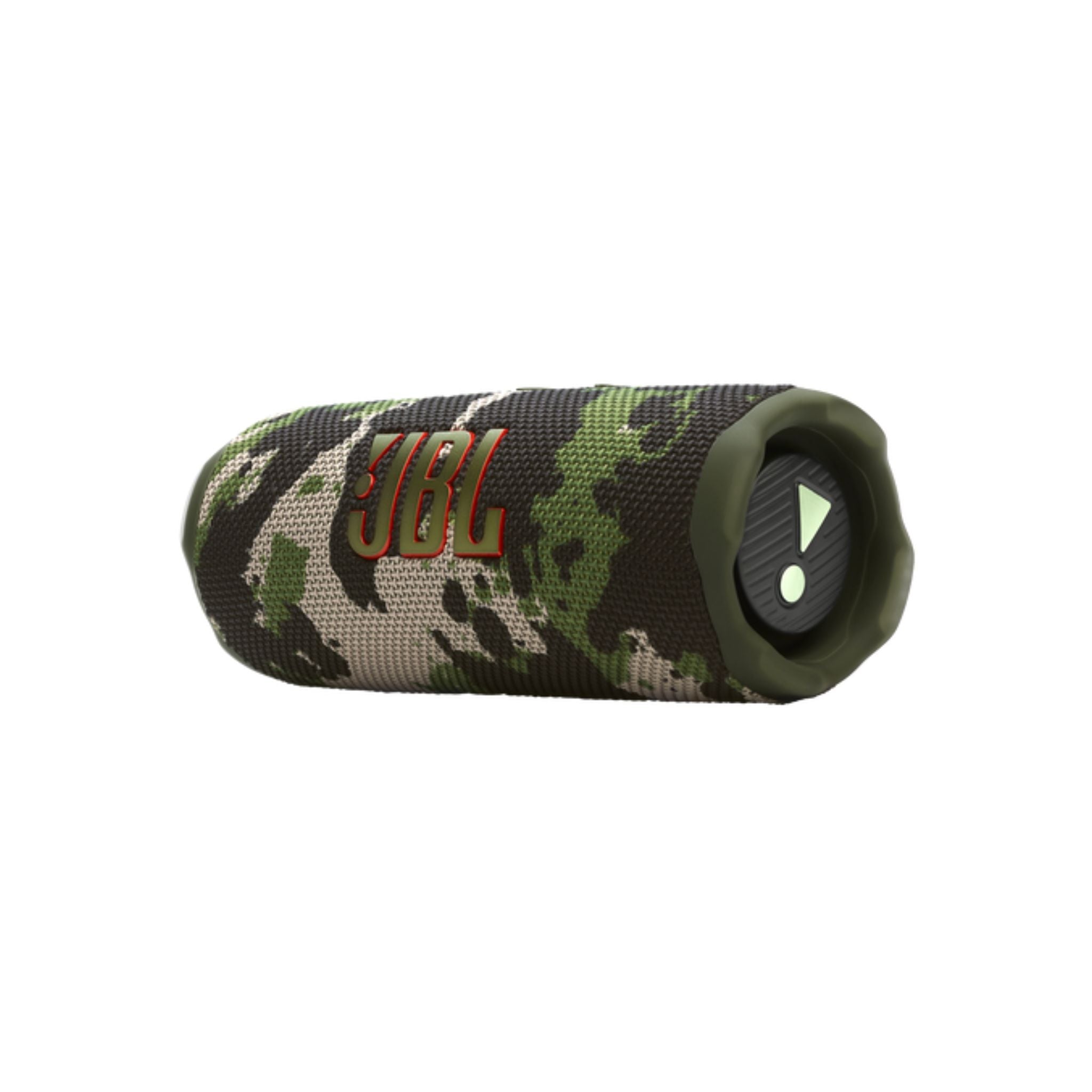 Camouflage-patterned JBL speaker on a white background