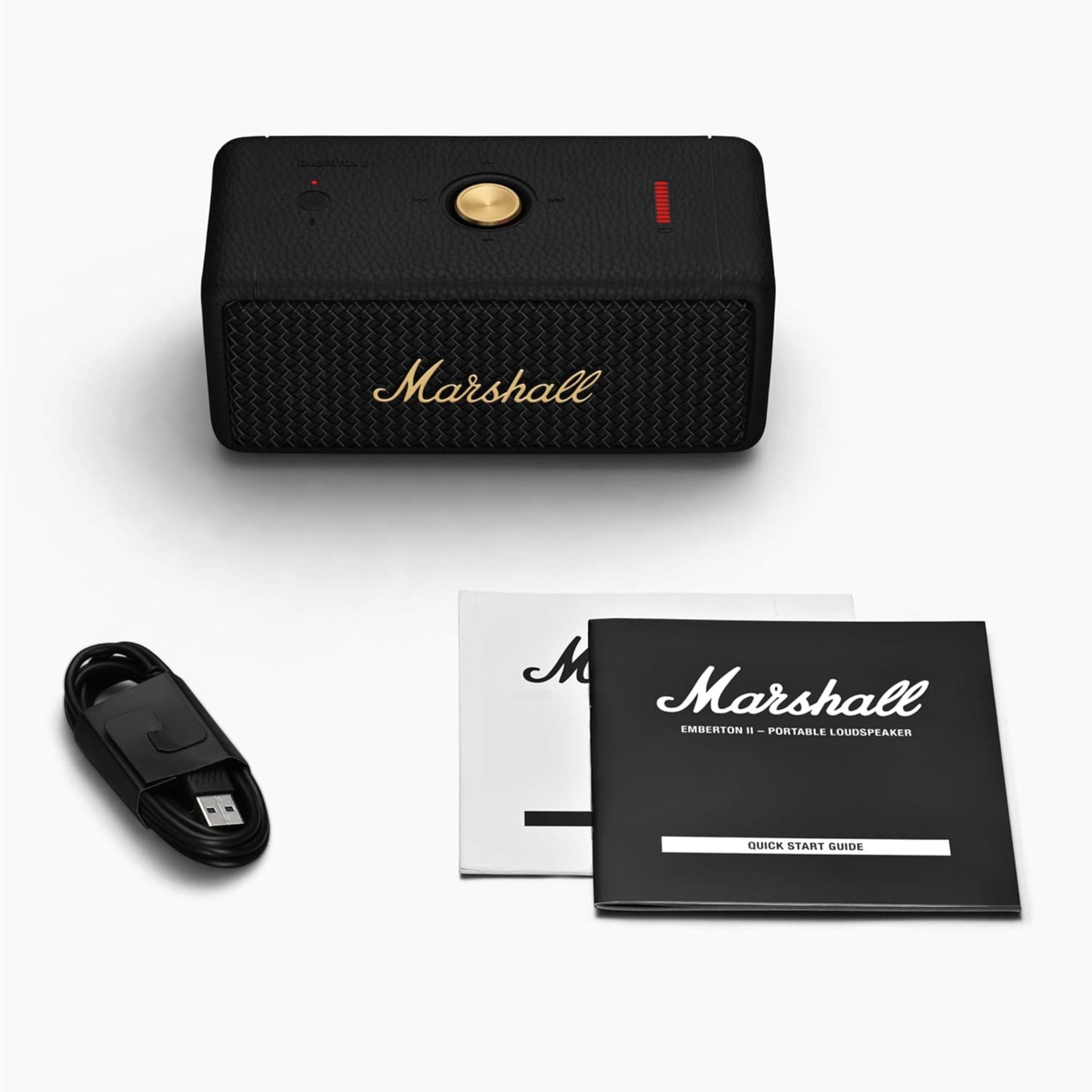 Marshall Emberton II Portable Bluetooth Speaker, Water Resistant Wireless Speaker Portable Speaker with 30+ Hours of Playtime - Black & Brass