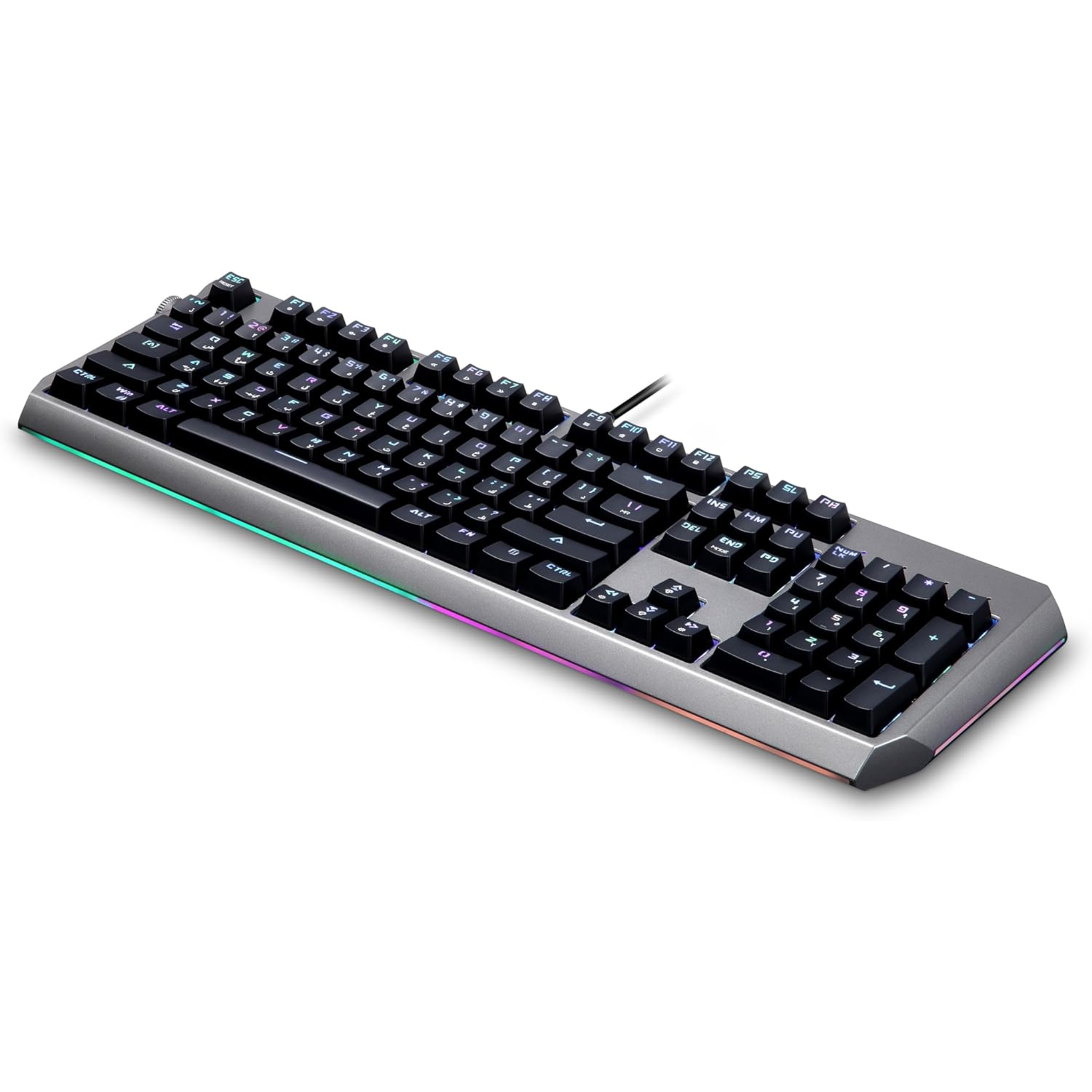 Porodo Gaming Wired Full Keyboard with Blue Gateron Switch, Anti-ghosting Keys, Macro Software, English and Arabic Layout, 50 Million Clicks Lifespan, Volume Knob, 104 Pieces Keys - Black