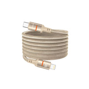 Multifunctional cable with USB-C and Lightning connectors on a white background