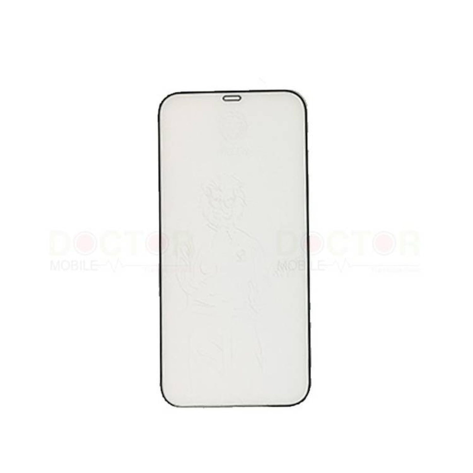 A clear tempered glass screen protector for iPhone 11 with a black edge.