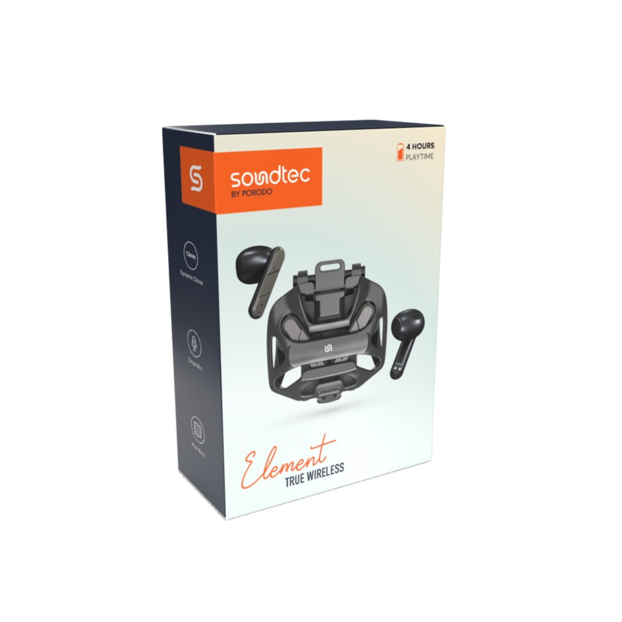 Porodo Soundtec Element True Wireless Earbuds- Black