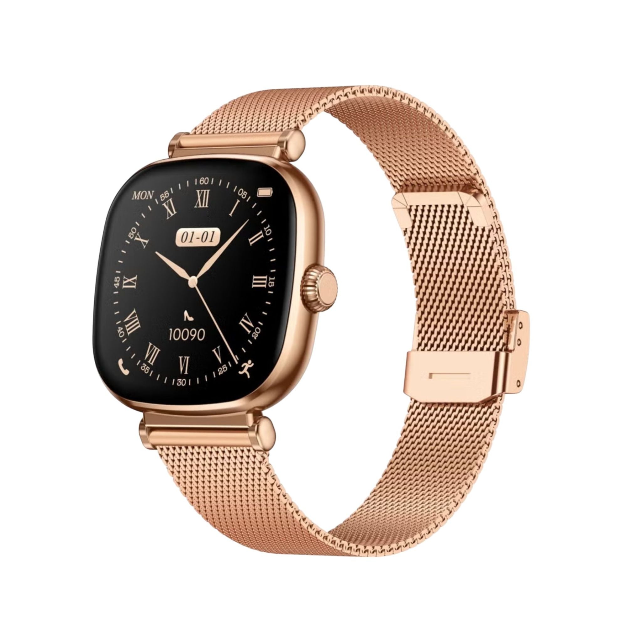 Green Lion Princess Smart Watch, 1.70" AMOLED Display, 336x336 Resolution, 1000 Nits Brightness, Blood Pressure & Sleep Monitoring, IP68 Water Resistance, Bluetooth 5.2, Glossy Gold