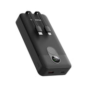 Porodo 20000mAh Power Bank with Built-in Type-C & Lightning Cables, 22.5W Power Delivery, Simultaneous Charging, 0%-60% Charge in 35 Minutes, Digital Display - Black