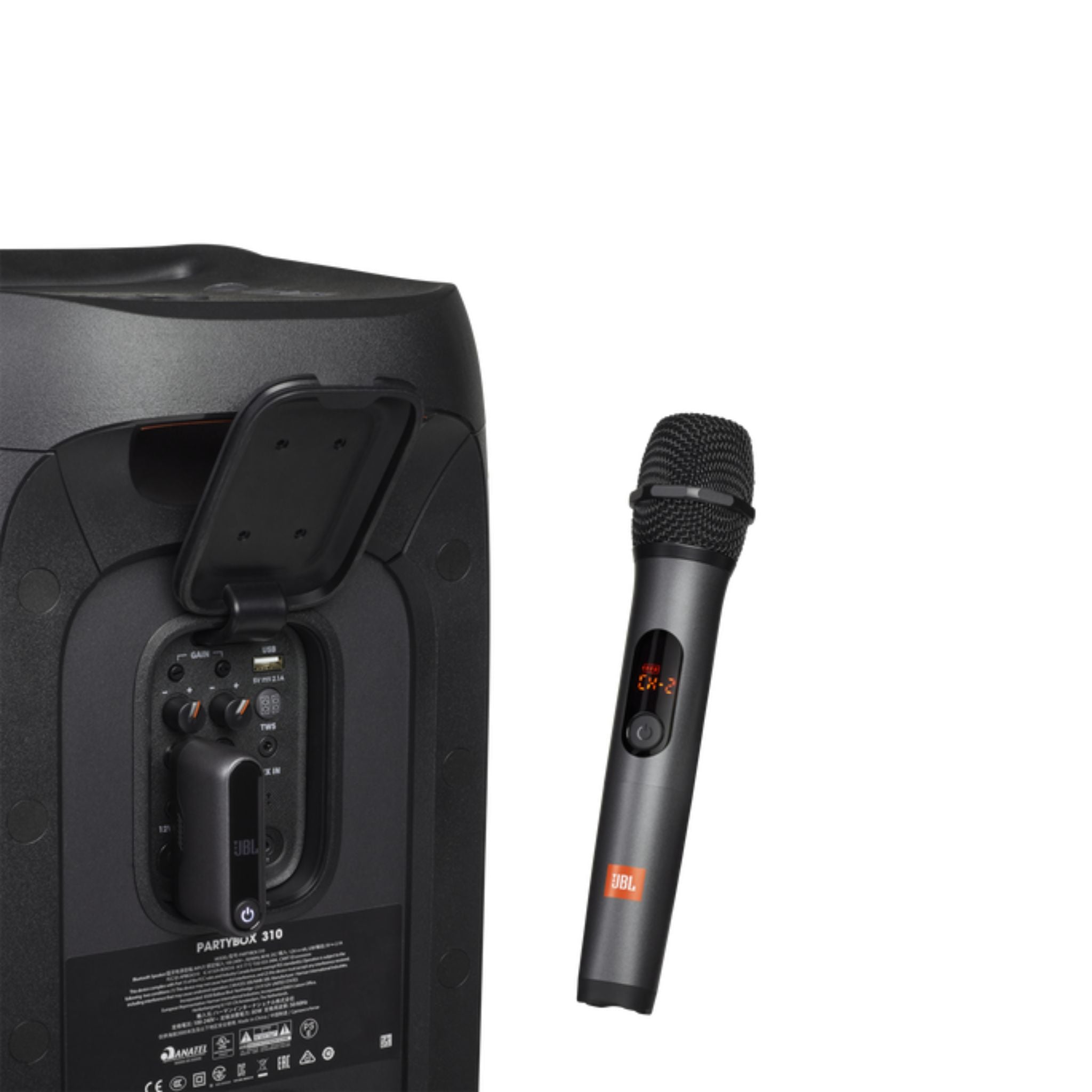 JBL Wireless 2 Microphone System, High Vocal Quality, Rechargeable UHF Dual Channel Wireless Receiver, 6H of Playtime, Plug and Play, Replaceable AA Batteries - Black, JBLWIRELESSMIC, Bluetooth