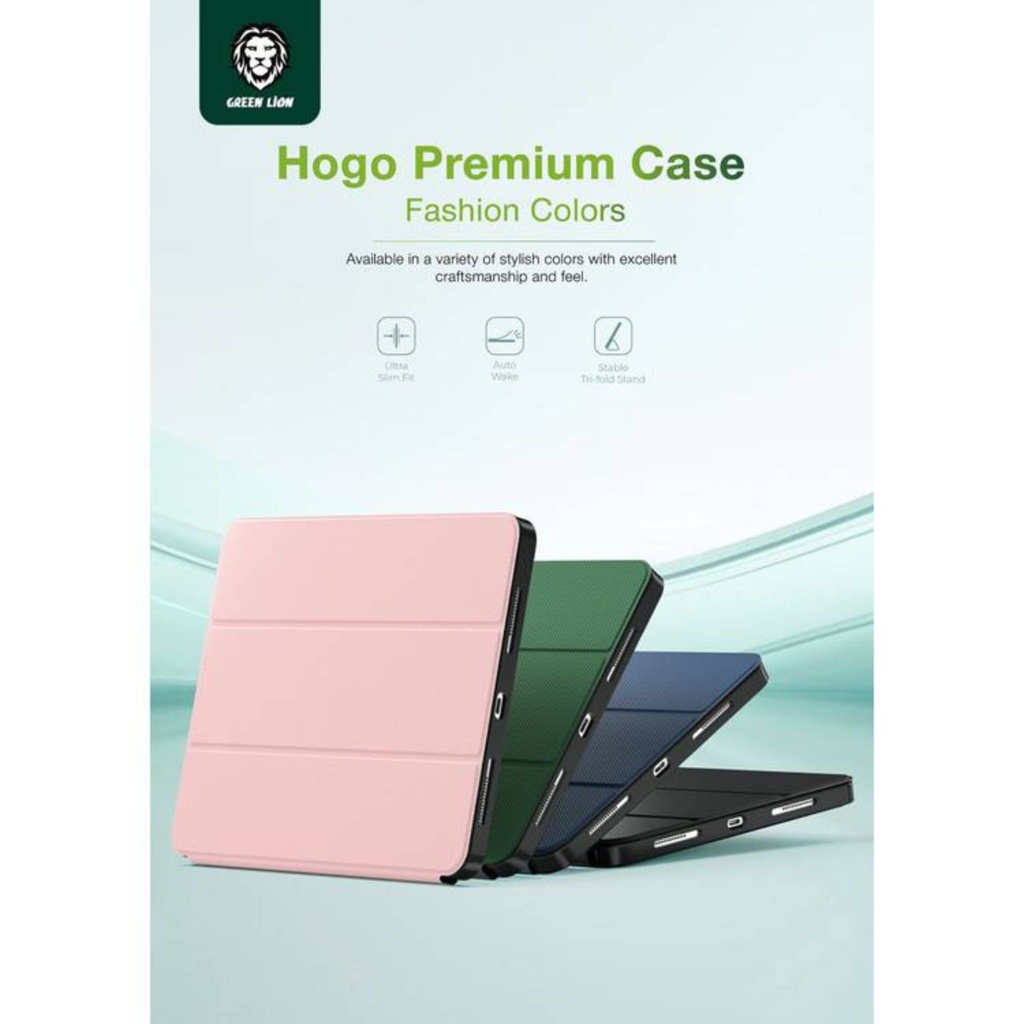 Green Lion Hogo Premium Case with Pencil Holder - iPad Air 13 - Green