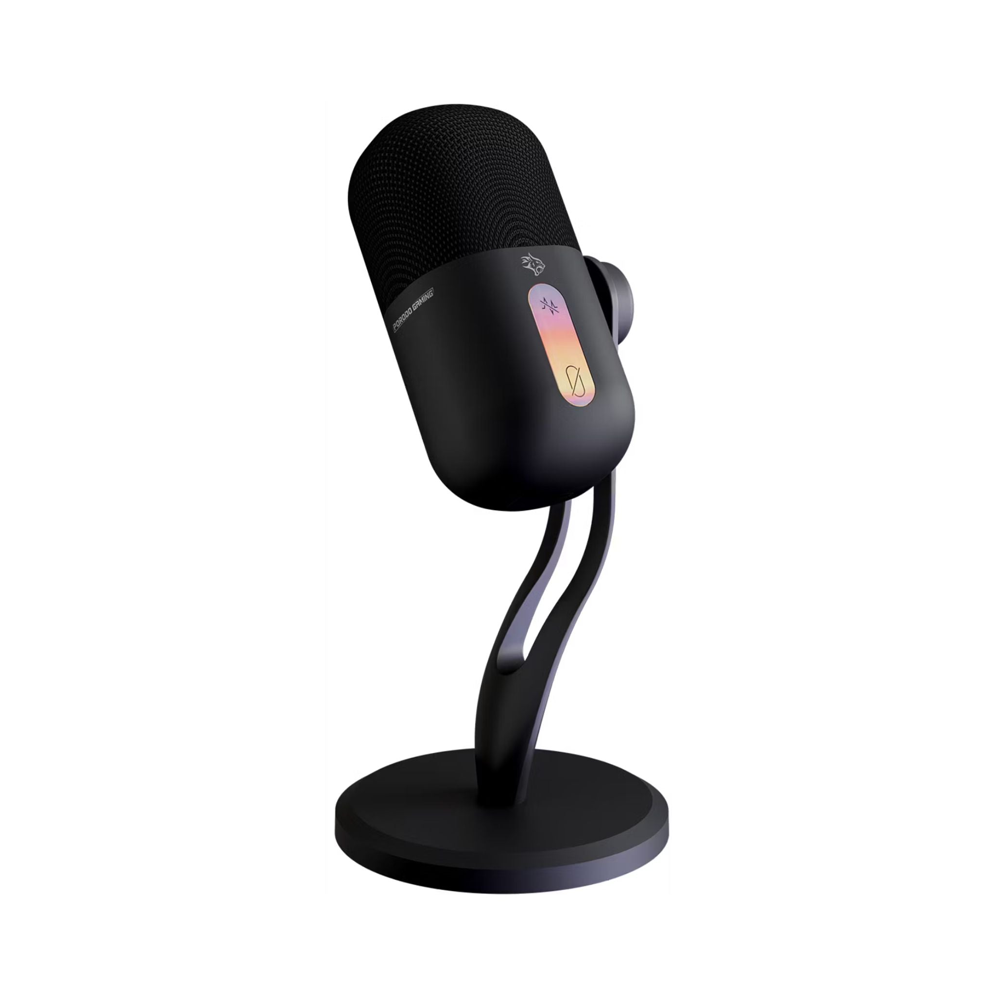Porodo Gaming Elyx RGB Condenser Microphone with Noise Suppress Button, Adjustable Angle, Crystal Clear Recording, Mute Button, High Sampling Rate, High-Quality Sound, Plug & Play - Black