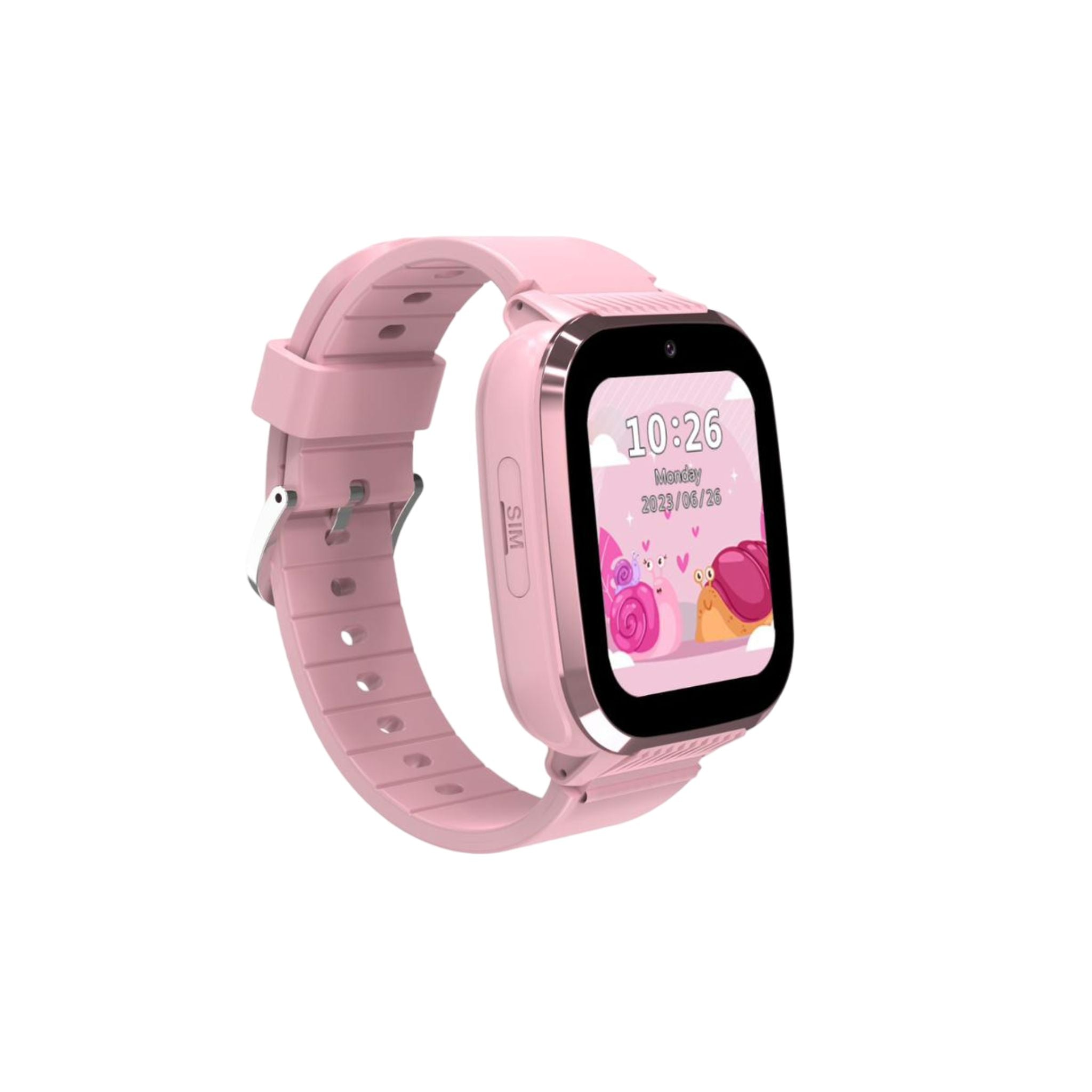 Porodo Junicare 4G Kids GPS Smart Watch with 1.85" IPS Touch Display, Nano SIM Support, Real-Time GPS & WiFi Tracking, Video Calling, 0.3MP Camera, 700mAh Battery, 36H Working Time, IP67 Water Resistant, RTOS System – Kids Smartwatch - Pink
