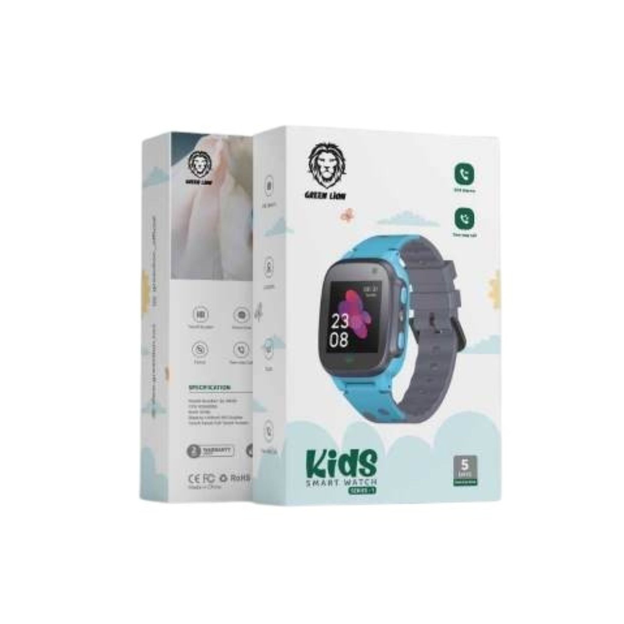 Green Lion 2G Kids Smart Watch with 1.44-Inch HD Display, 2G Two-Way Calling, HD Camera, Location Tracking, 400mAh Battery & 5-Day Standby Time- Blue