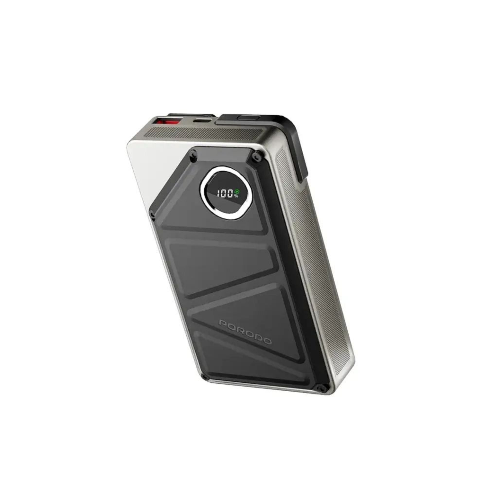 Porodo 20000mAh Power Bank Built-In Type-C & Lightning - Black