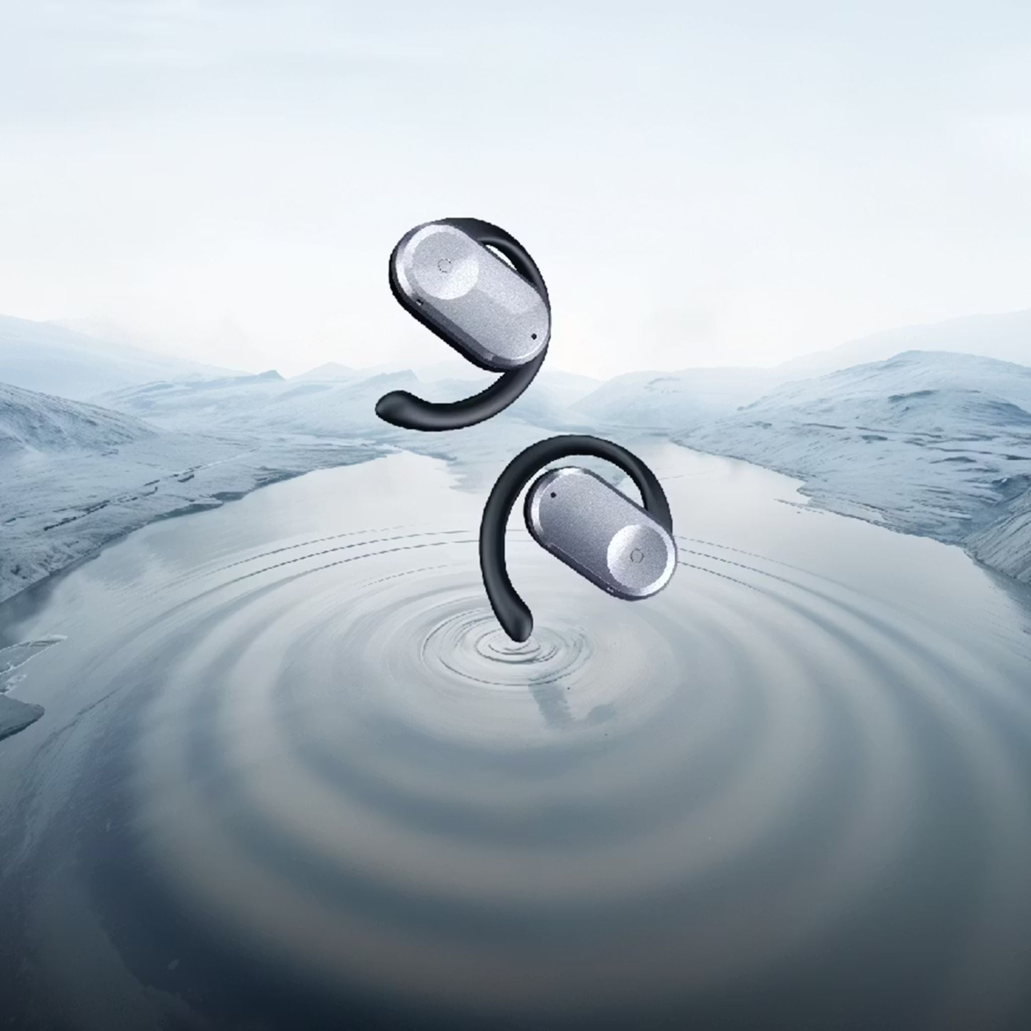 Green Lion Ocean Open-Ear Earbuds with Open-Ear Design, Up to 6 Hours Playtime, 135° Free Rotation, Game Mode, Low Latency, 180 Hours Standby Time, IPX4 Waterproof - Black