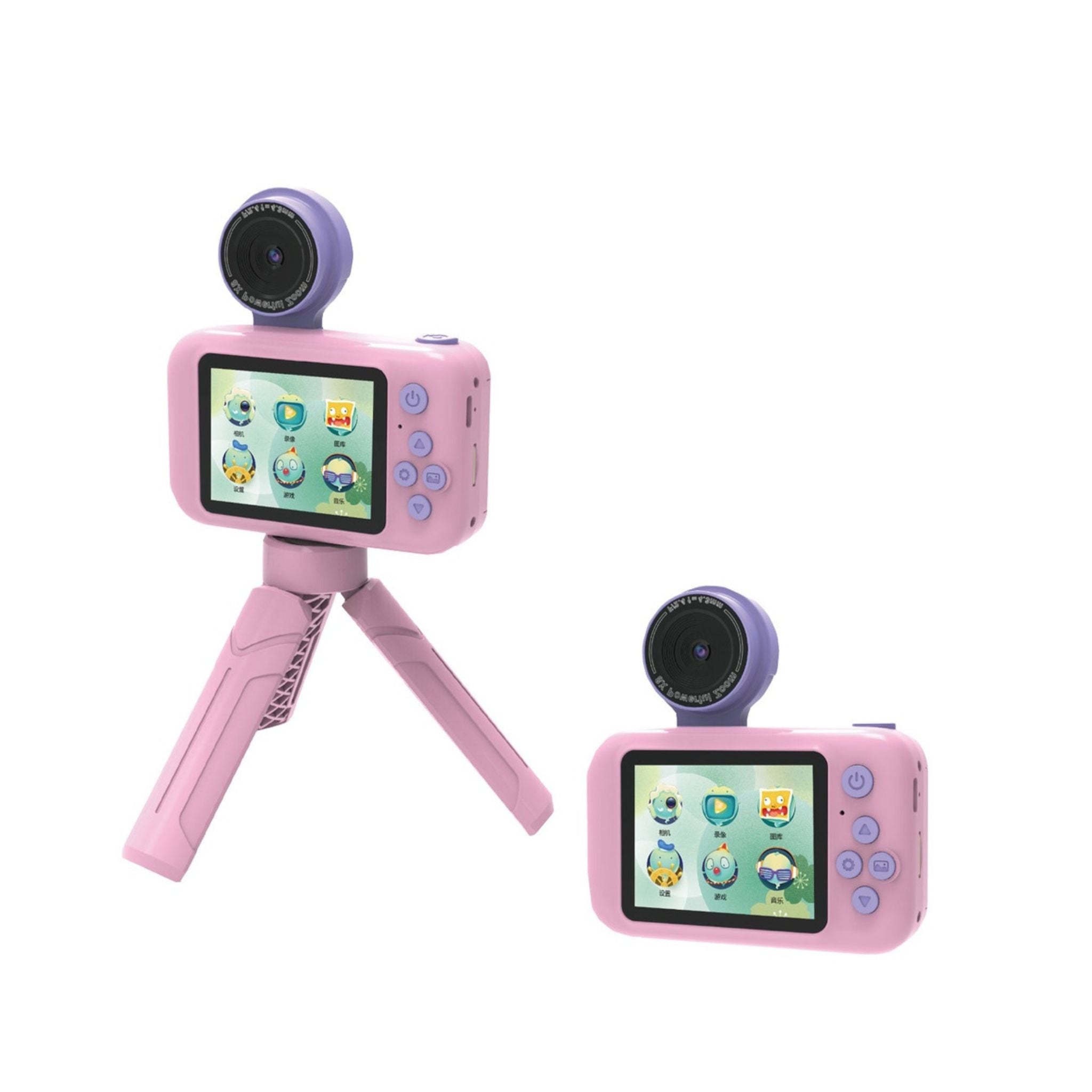 Porodo Lifestyle Kids Flip Digital Camera, 2.4" Screen, 12MP Photos (Up to 48MP), 1080P Video, 180° Flip Lens, 5 Color Filters, 1000mAh Battery, Type-C Charging, Up to 4H Use, Micro SD Support up to 32GB, Tripod Included – Pink