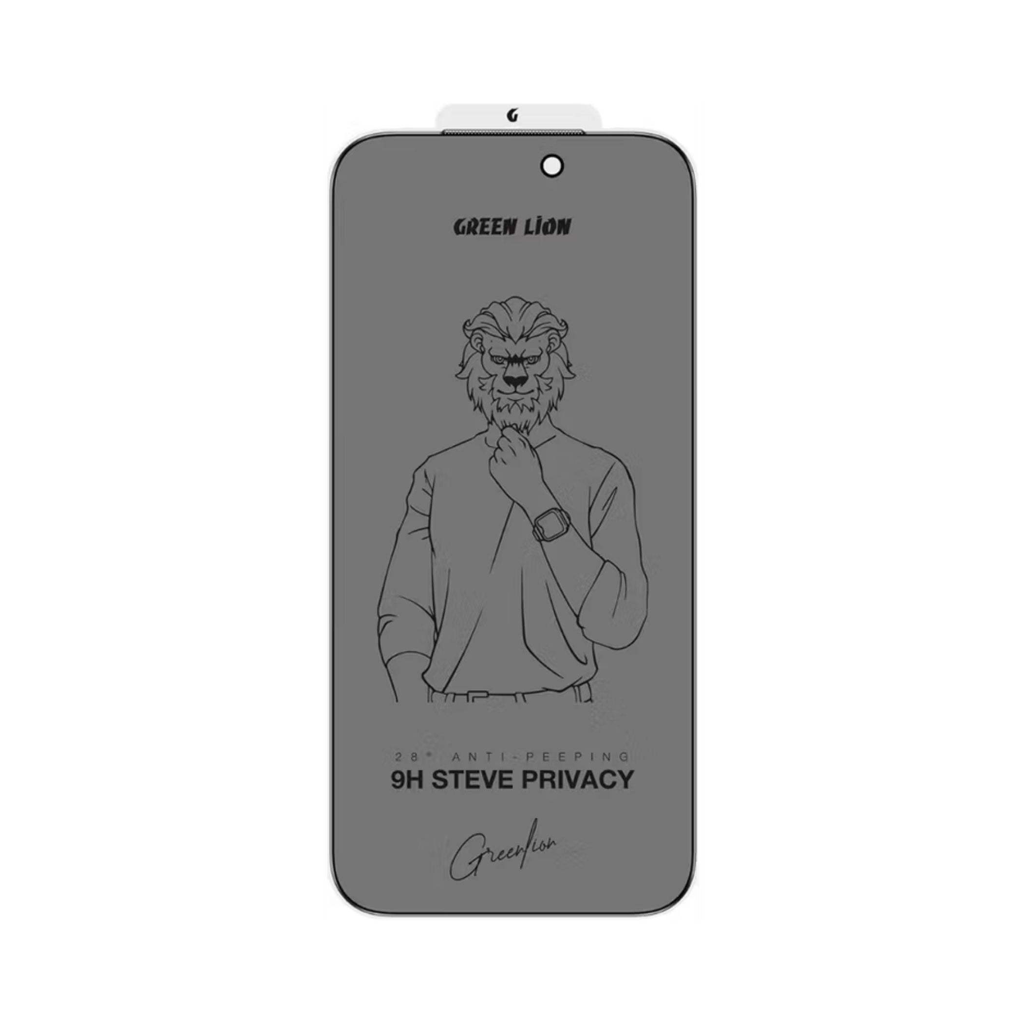 Green Lion 9H Steve Privacy Screen Protector for iPhone 17 Pro Max, Anti-Peeping Glass, 9H Item Hardness, Crystal Clear, Highly Responsive, Privacy Protection, Anti-Fingerprint, Anti-Scratch, Oleophobic Coating, Ultra-Thin - Black