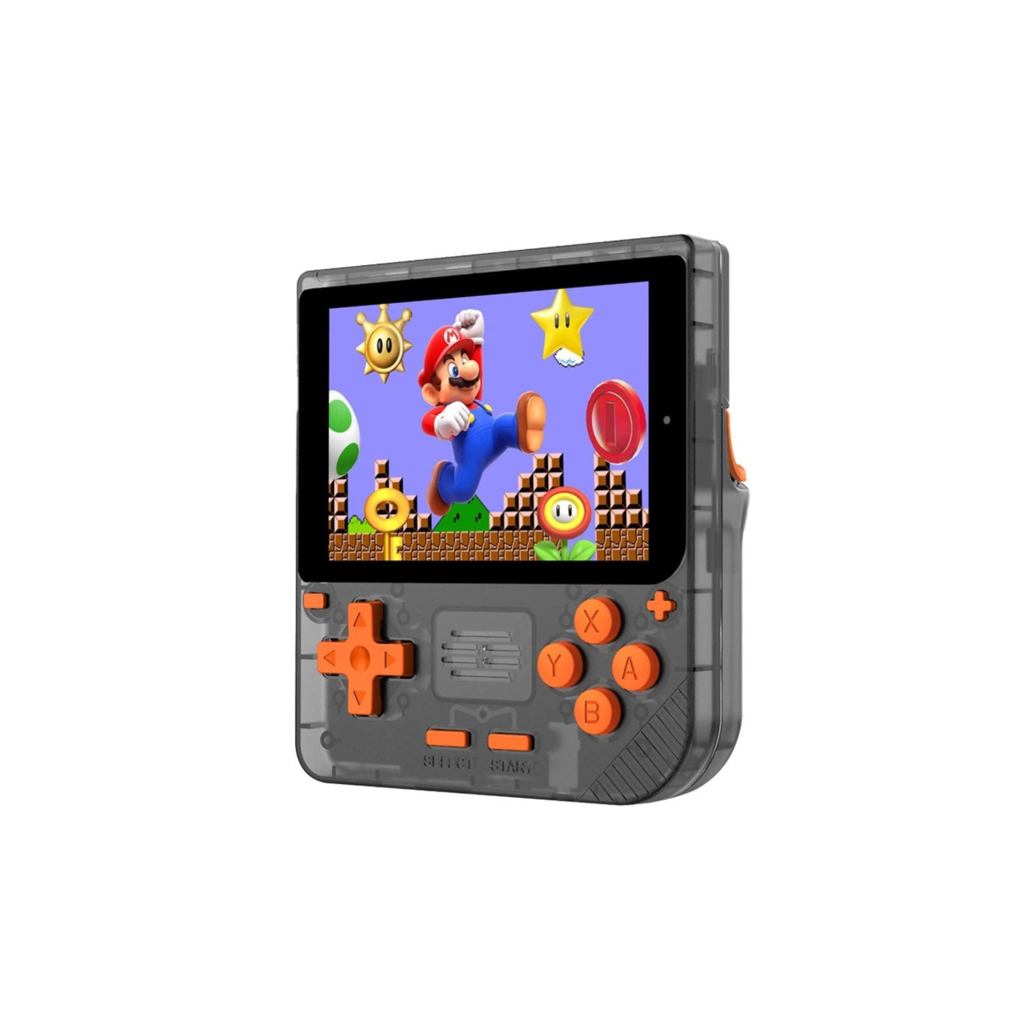 Porodo Gaming Retro Arcade Gaming Console, 3D Simulator, Ergonomic Design, Immersive Sound Play, 3.5" IPS Display, 6 Hours Battery Life, 3000mAh Battery - Black / Orange