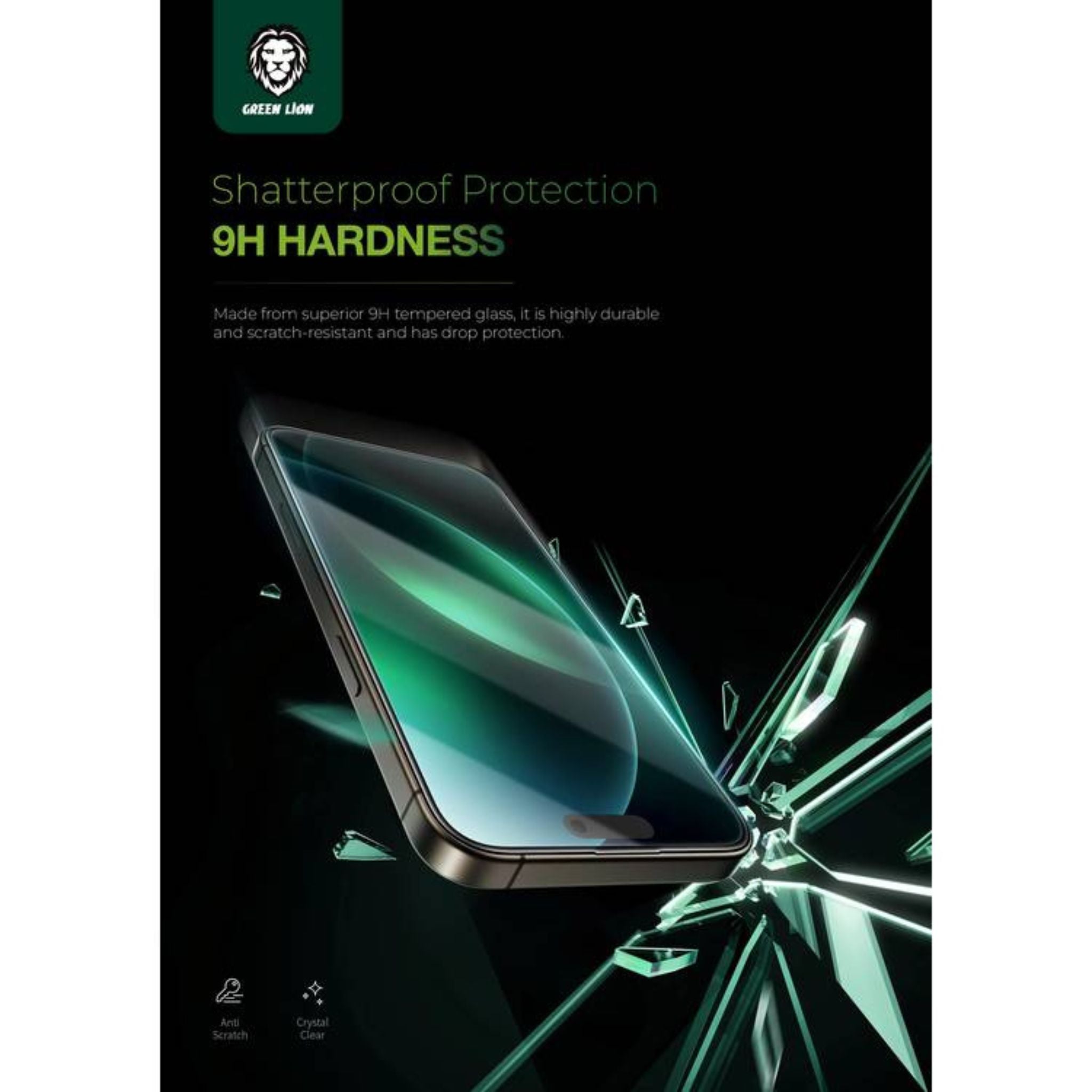 Green Lion 9H Steve HD Glass Protector for iPhone 16 Pro, Bubble Free, Highly Responsive, Anti Fingerprint, Anti Scratch - Clear