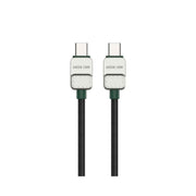 A black and green braided USB-C to USB-C cable by Green Lion, 1 meter in length.