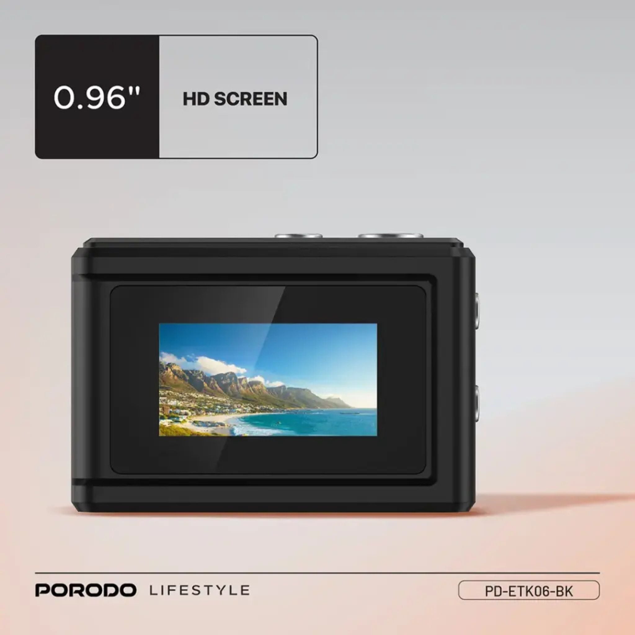 Porodo Lifestyle Snap & Go Mini Digital Camera 2MP / Full HD Camera Video Resolution / Portable Camera with Lightweight / 6 Color Filters / Instant Webcam Function / AVI and JPG Format - Black