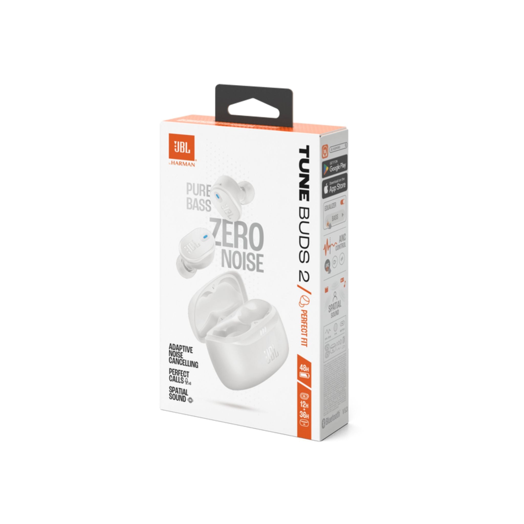 JBL Tune Buds 2 True Wireless Noise Cancellling Earbuds, Pure Bass Sound, Bluetooth 5.3, LE Audio, Smart Ambient, 6-Mic Technology, 48H Battery, Water and Dust Resistant- White