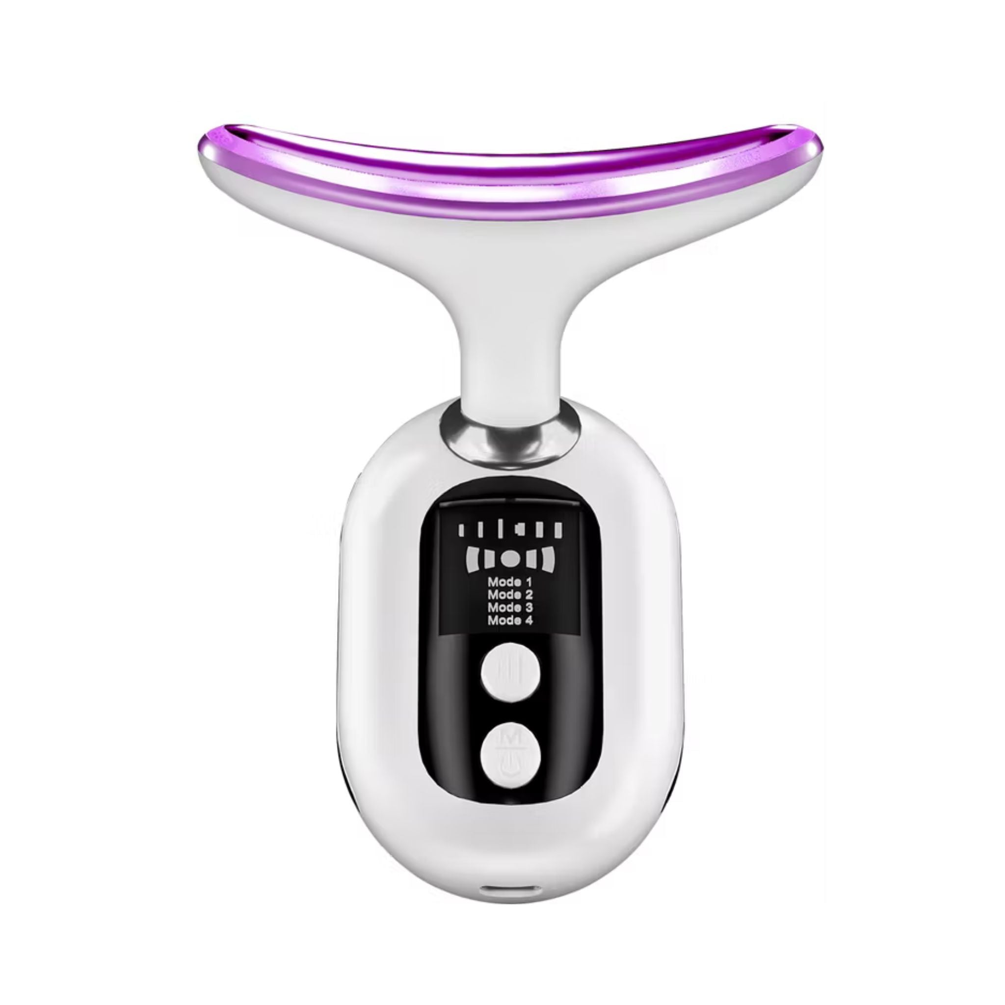 Porodo Lifestyle Face & Neck Light Therapy Massager with 4 Speed Levels, 5W Rated Power, Type-C Charging Interface, 3 Light Modes, Warm Massage Therapy, Skin Firming Vibration, Ion Deep Cleaning - White